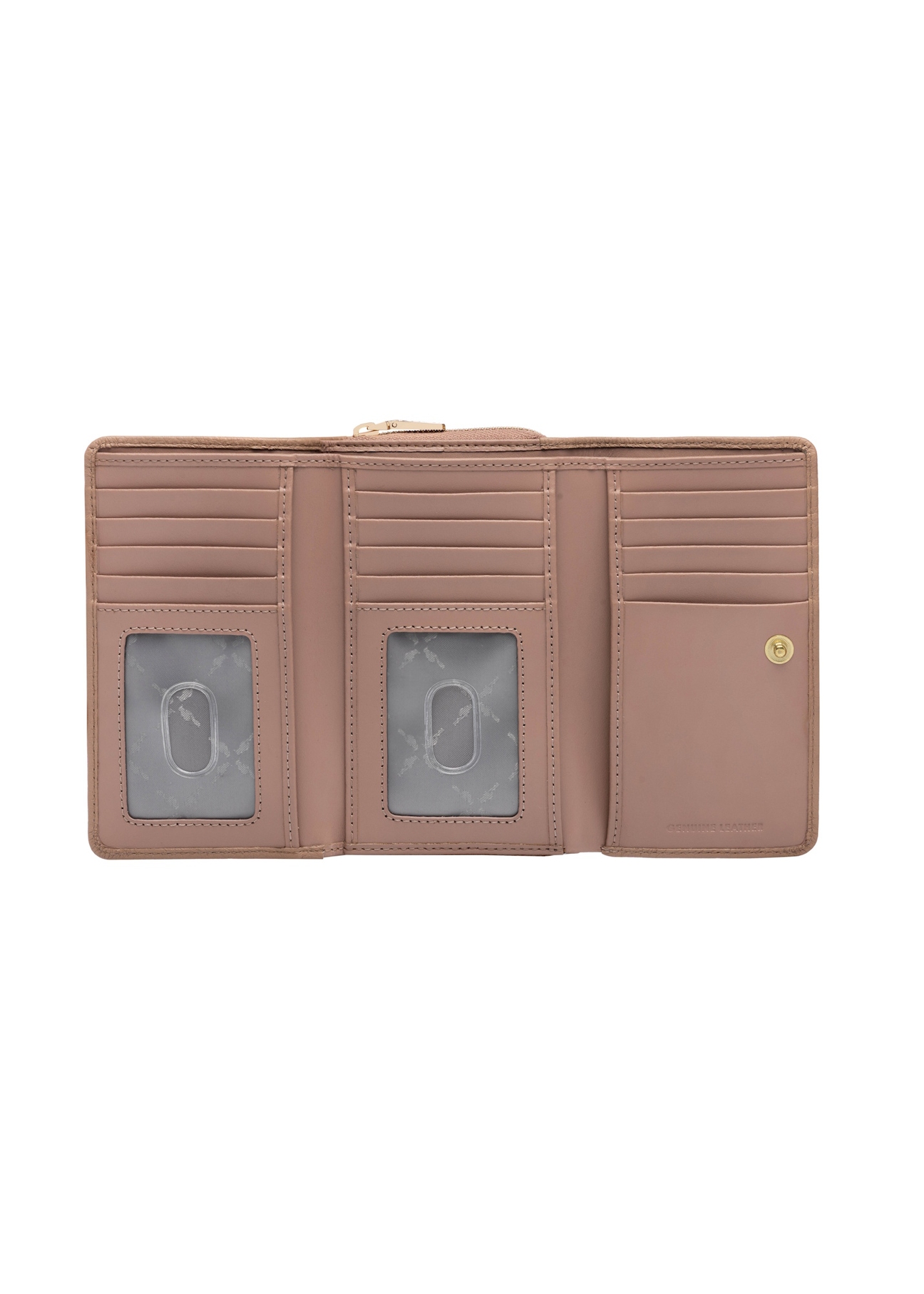 Великий рожевий шкіряний жіночий гаманець PORES-0801H-5D(W26), вигляд товару всередині на білому тлі.