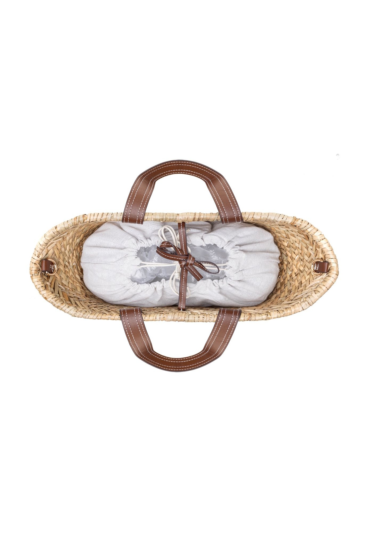 Жіноча солом'яна сумка-плетінь TOREC-0945A-25(W25), вигляд виробу всередині на білому тлі.