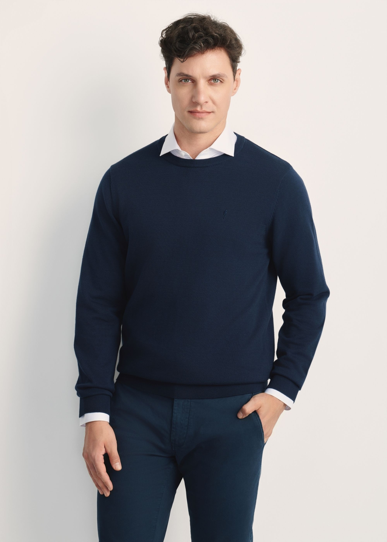 Granatowy bawełniany sweter męski SWEMT-0114A-7E(Z26)
