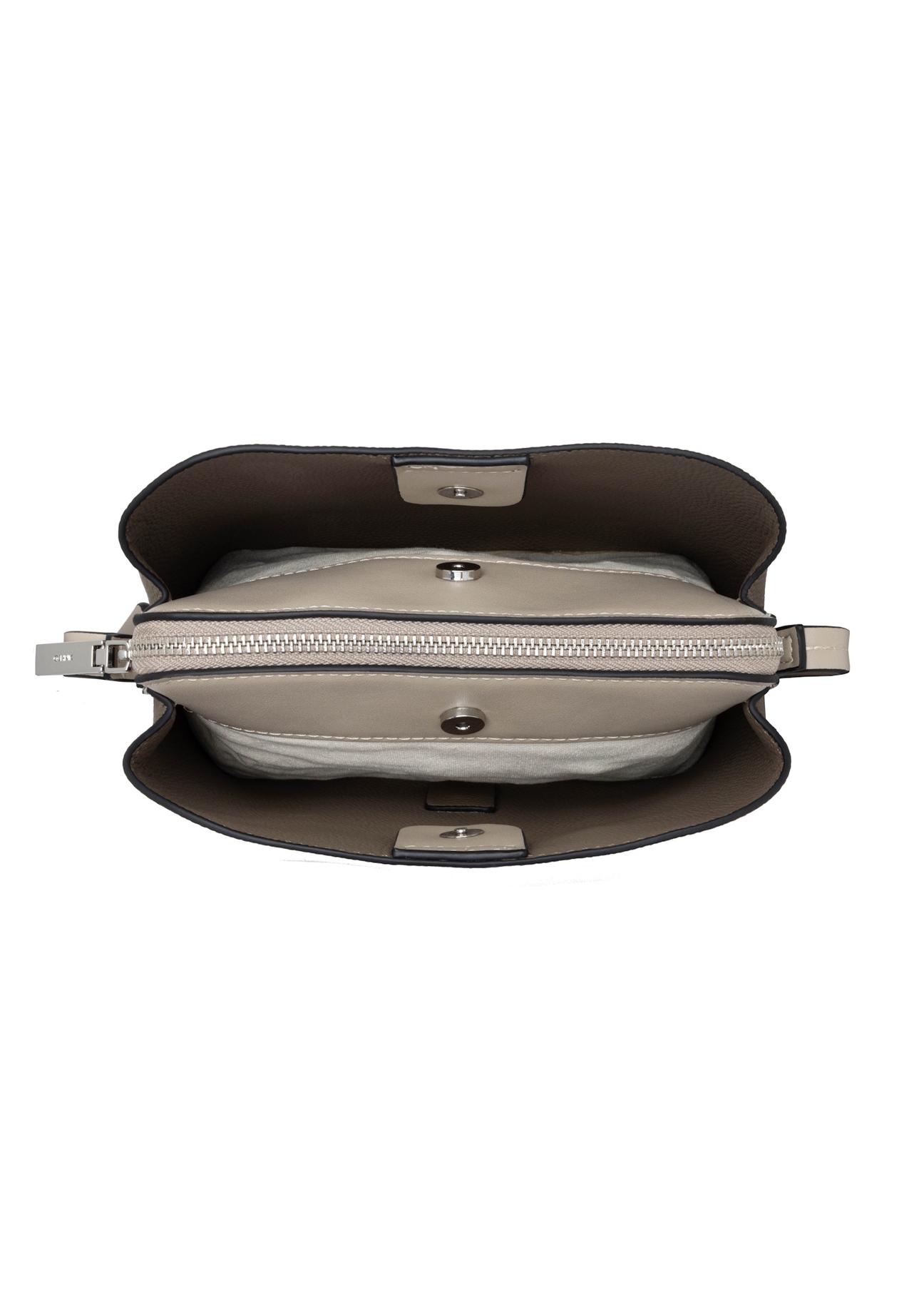 Коричнева маленька жіноча сумочка TOREC-0768-1K(W26), вигляд виробу всередині на білому тлі.