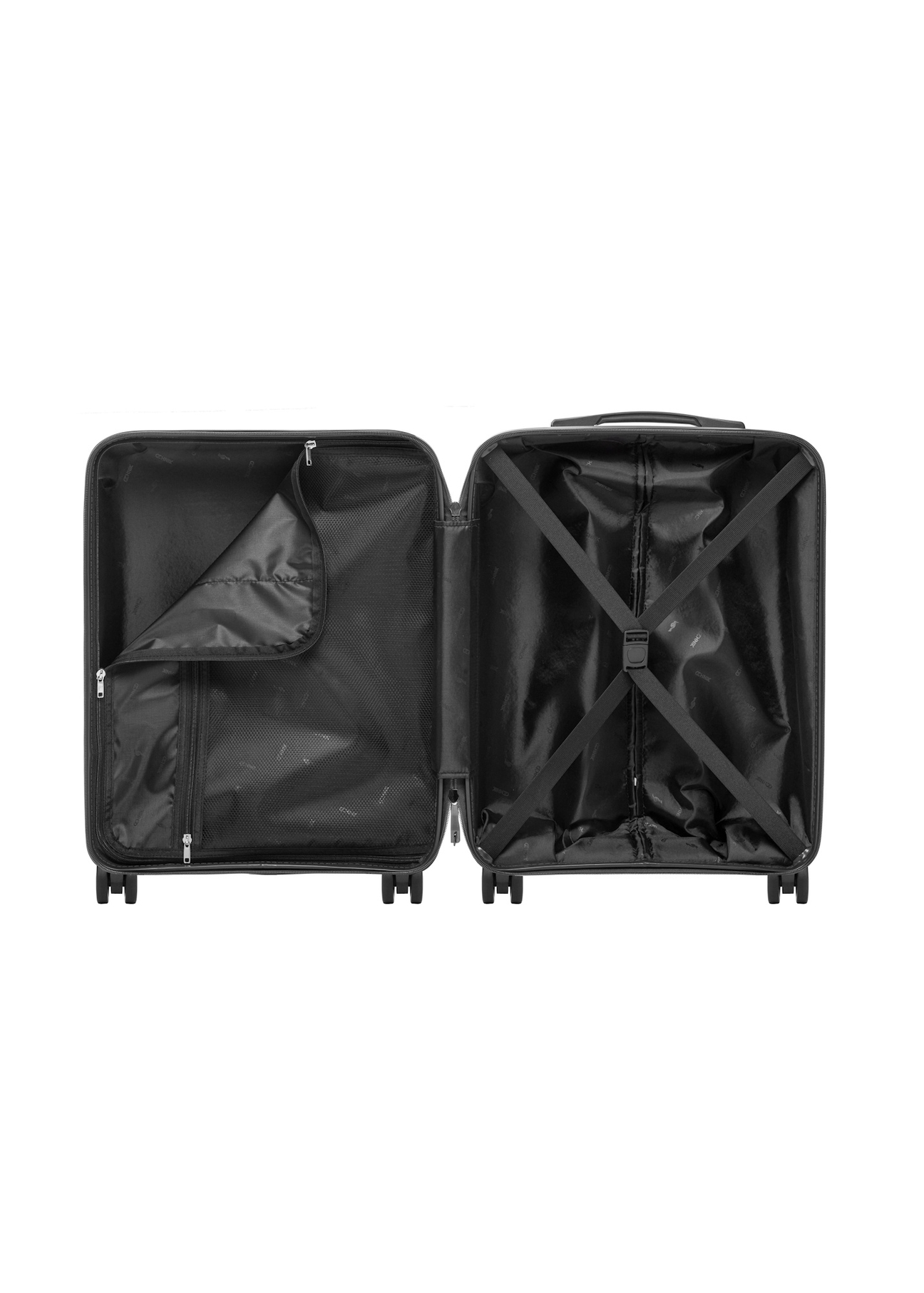 Маленька валіза на колесах WALPP-0026-99-19(W26), вигляд виробу всередині на білому тлі.