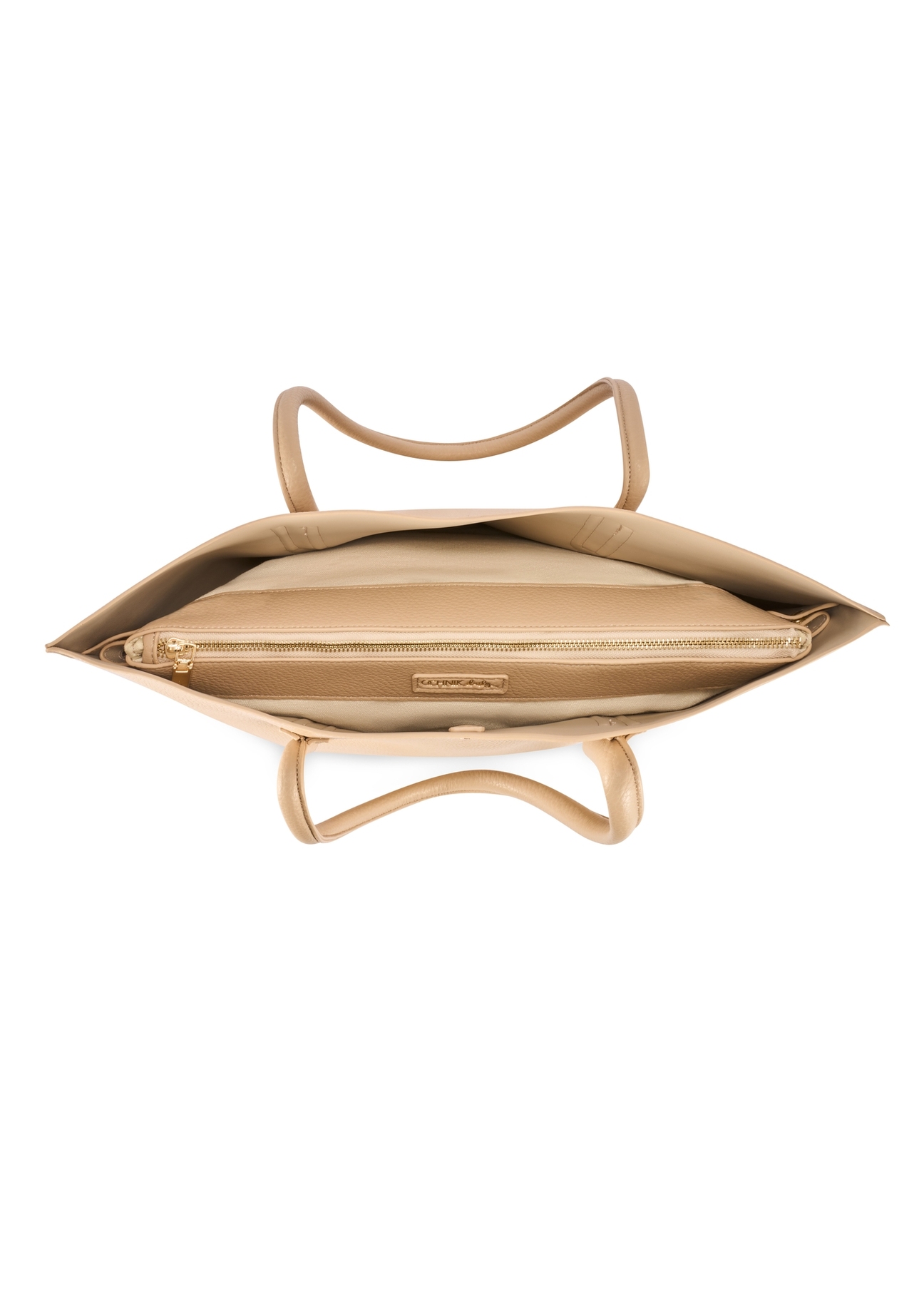 Бежева жіноча сумка-шопер TOREC-0938-1A(W26), вигляд товару всередині на білому фоні.