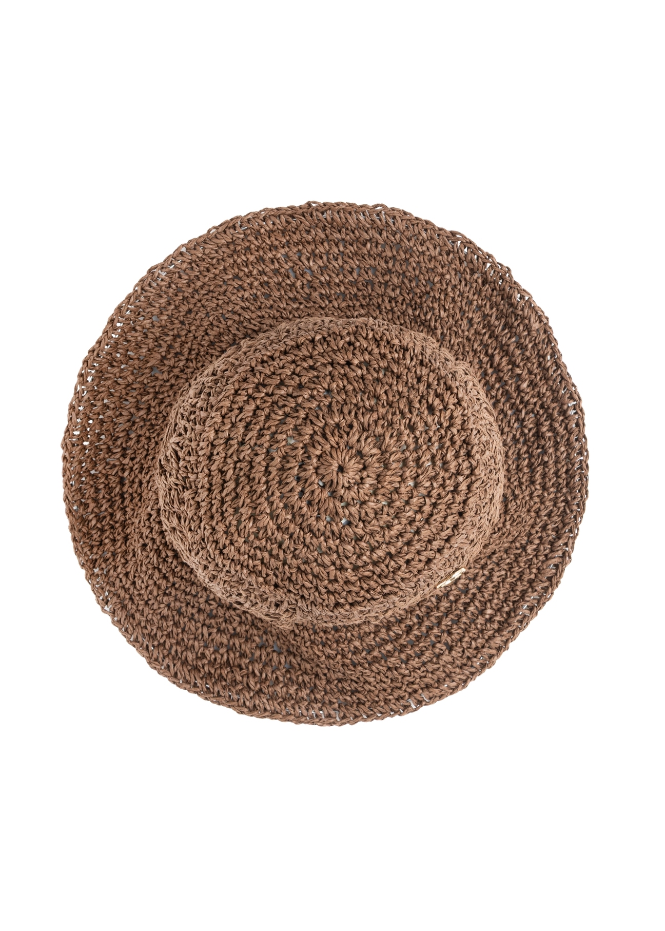 Жіночий солом'яний капелюх KAPDT-0047-1E(W26), вигляд виробу зверху на білому тлі.