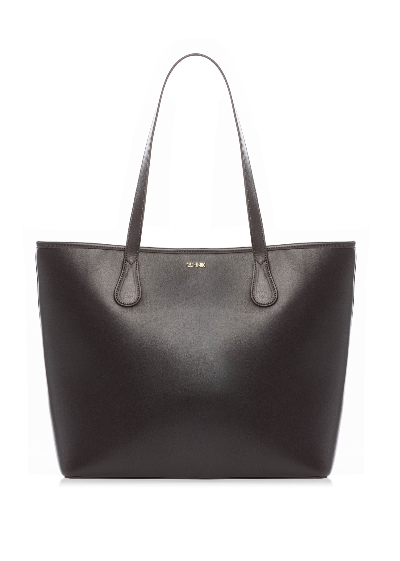 Коричнева жіноча сумка-шопер TOREC-1235-1H(W26), вигляд виробу спереду на білому тлі.