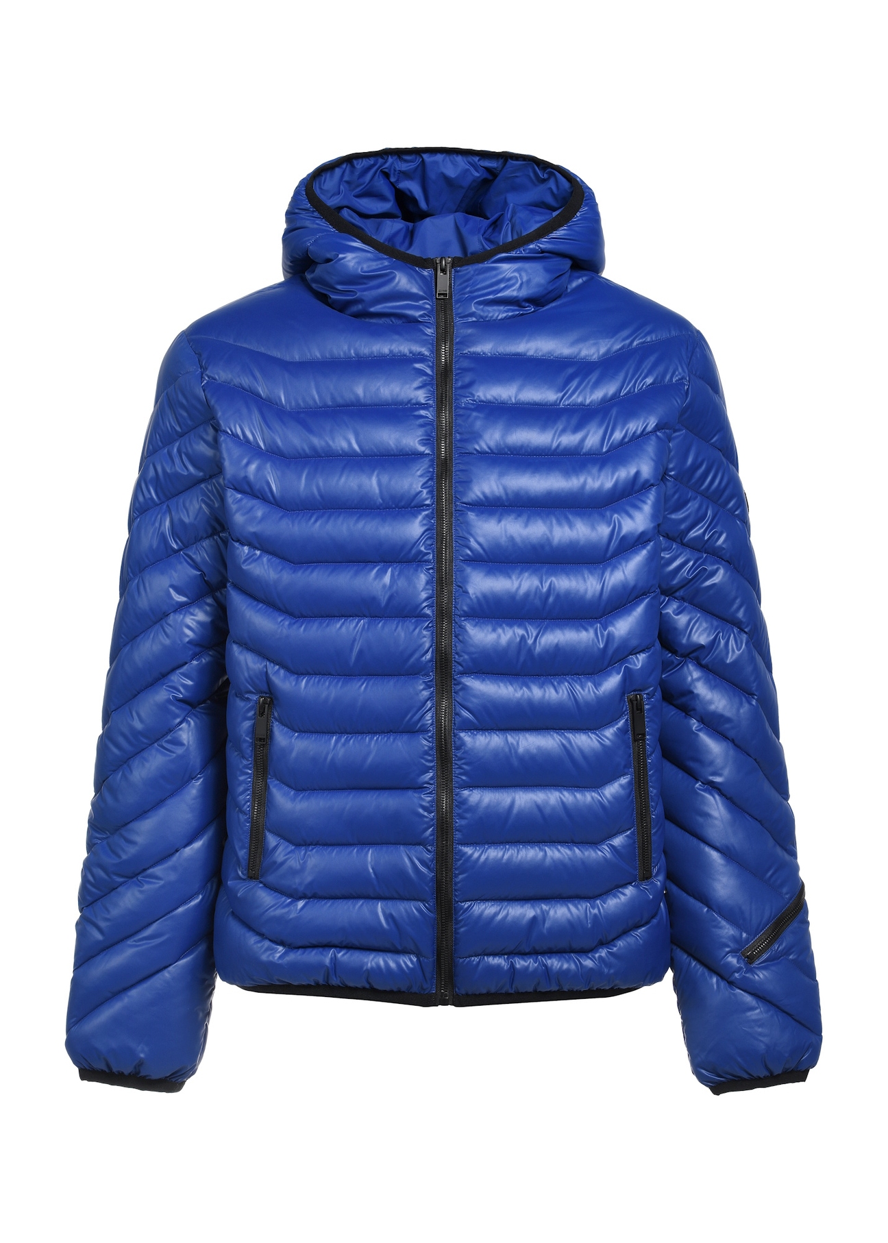 Чоловіча синя куртка KURMT-0380-61(Z25), вигляд виробу спереду на білому тлі.