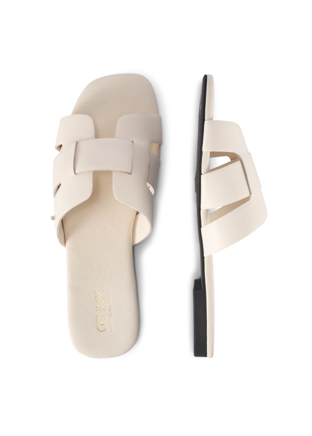 Жіночі білі плетені шльопанці BUTYD-0904D-0B(W26), вигляд виробу зверху на білому фоні.