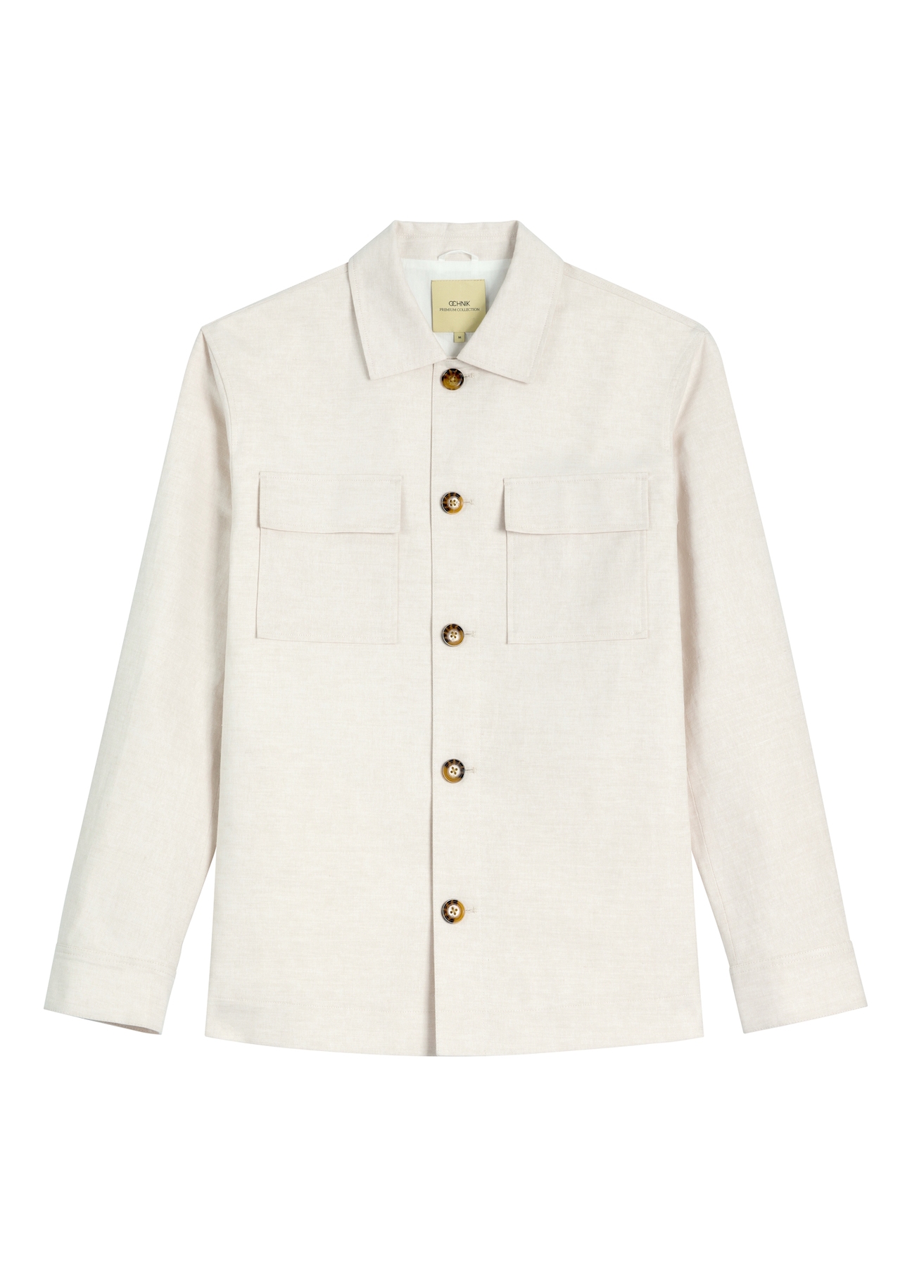 Світло-бежевий лляний чоловічий піджак KURMT-0420-1A(W26)