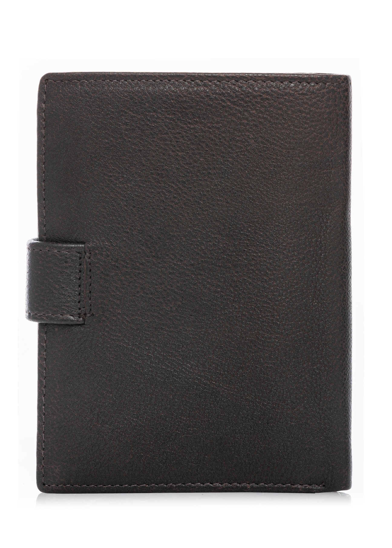 Чоловічий коричневий шкіряний гаманець PORMS-0686-1I(W26), вигляд виробу ззаду на білому фоні.