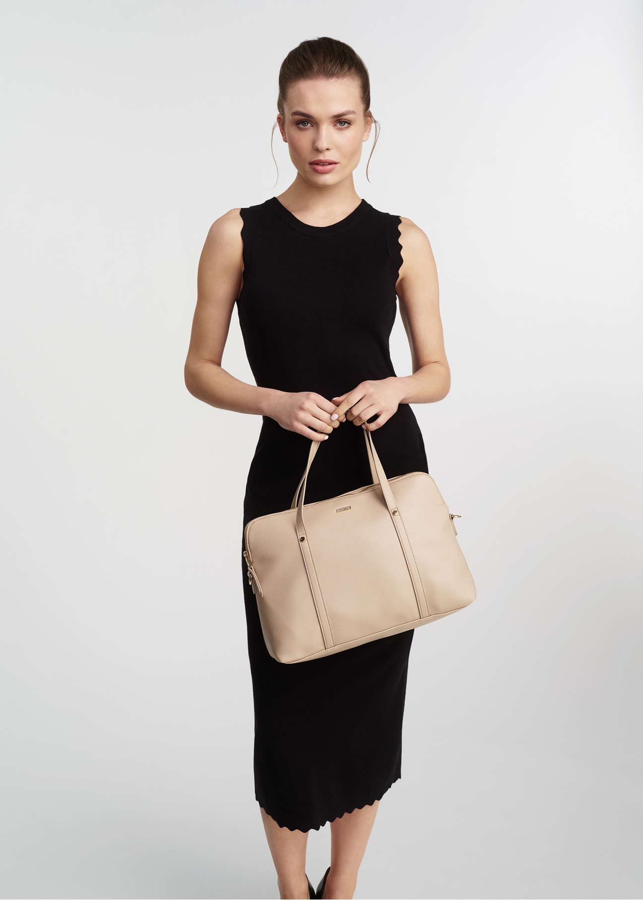 Beżowa elegancka torba damska TOREC-1017-81(W25)