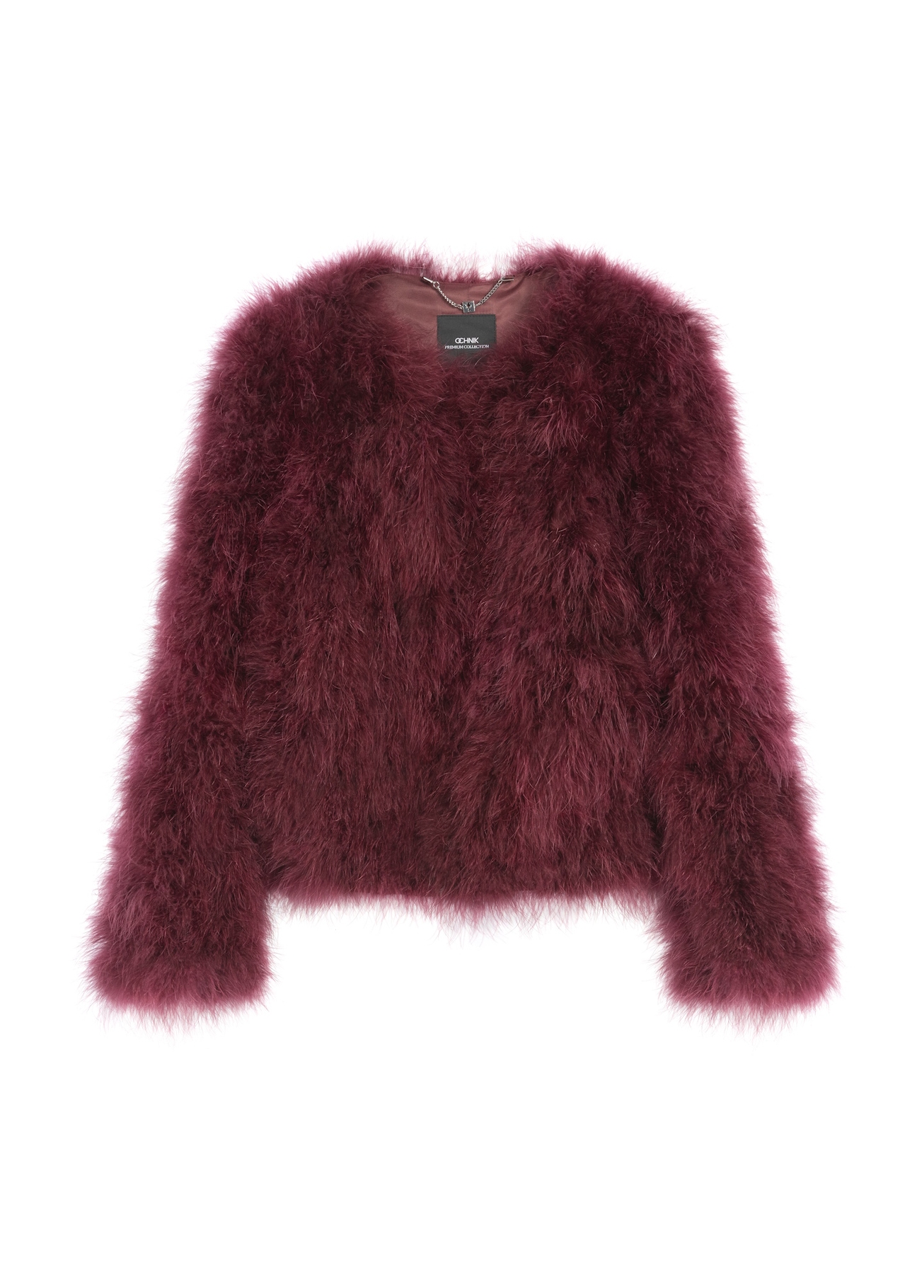 Жіноча куртка з індичого пера FUTDF-0097A-3183(Z25), вигляд виробу спереду на білому тлі.