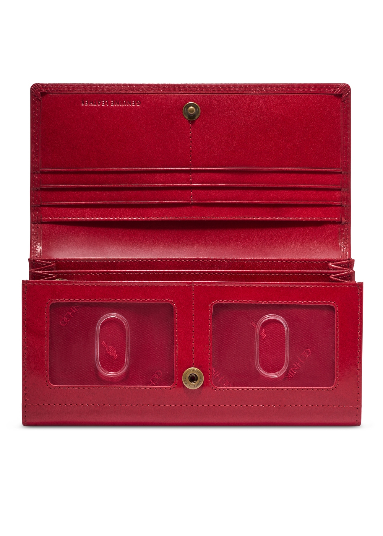 Червоний жіночий гаманець PL-125-4B(KS), вигляд виробу всередині на білому тлі.