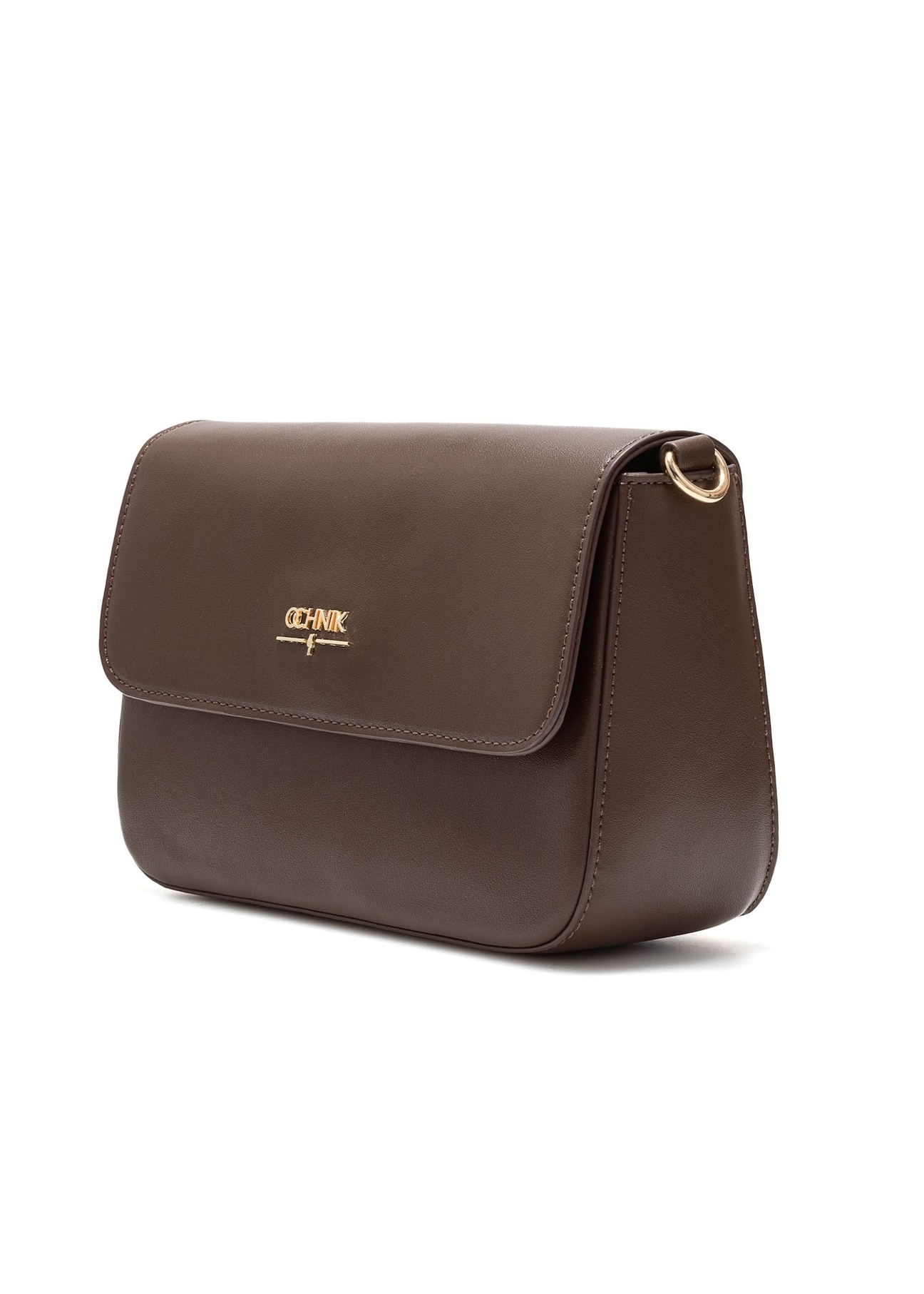 Шоколадна жіноча сумка-месенджер TOREC-0930B-89(Z25), діагональний вигляд виробу на білому фоні.