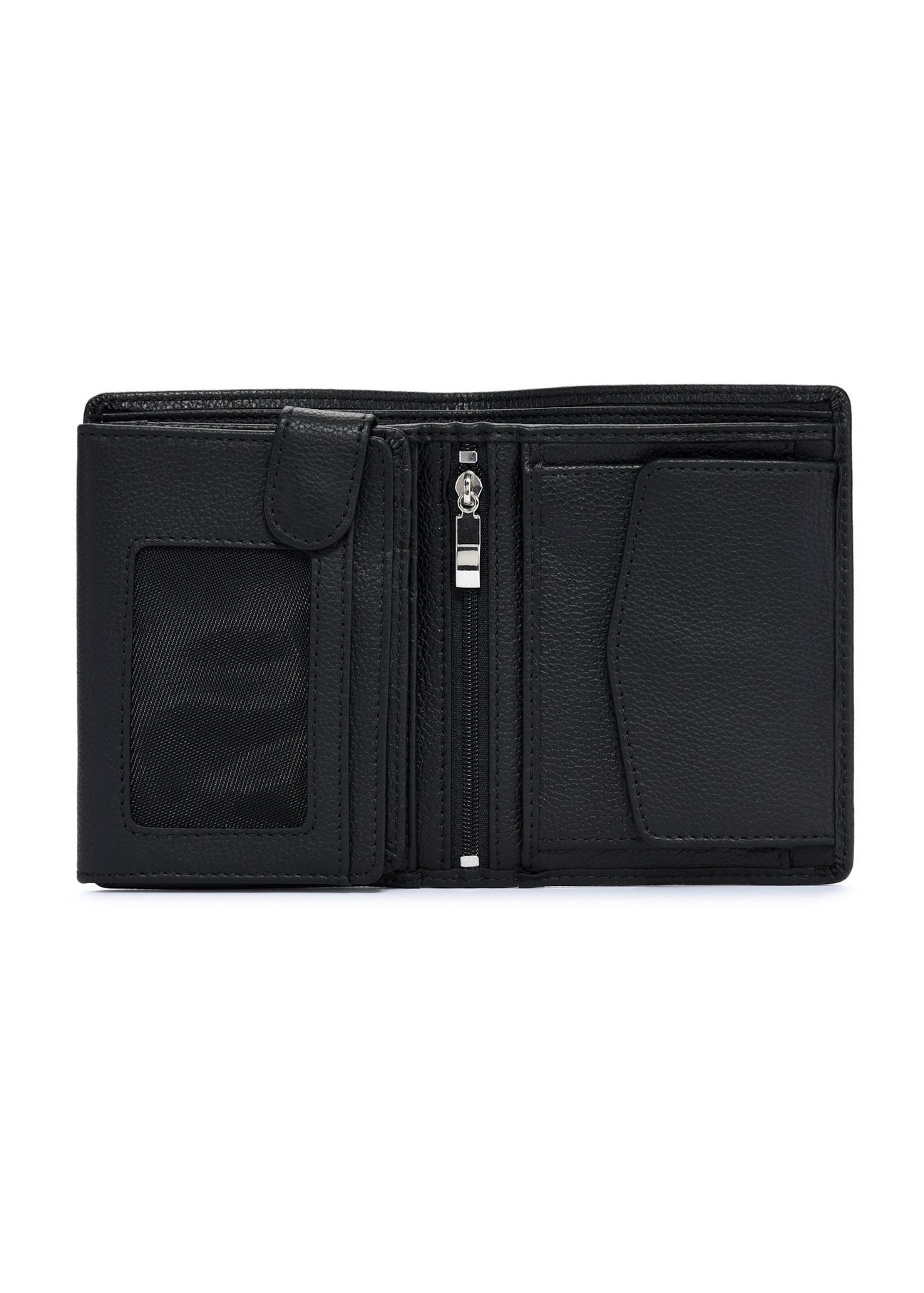 Чорний чоловічий шкіряний гаманець PORMS-0632A-9I(W26), вигляд товару всередині на білому тлі.