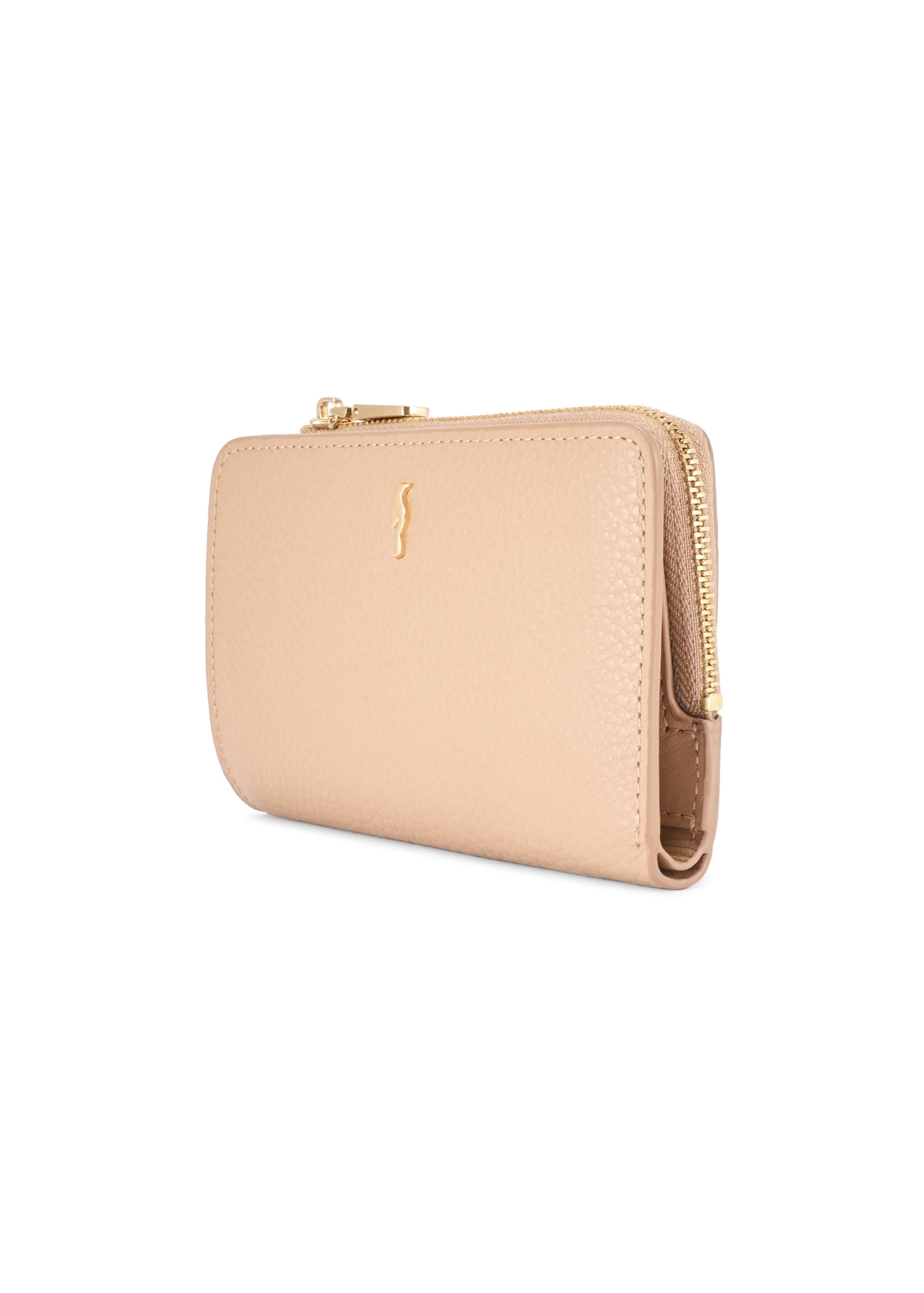 Бежевий жіночий шкіряний гаманець PORES-0977R-1B(W26), діагональний вигляд виробу на білому фоні.