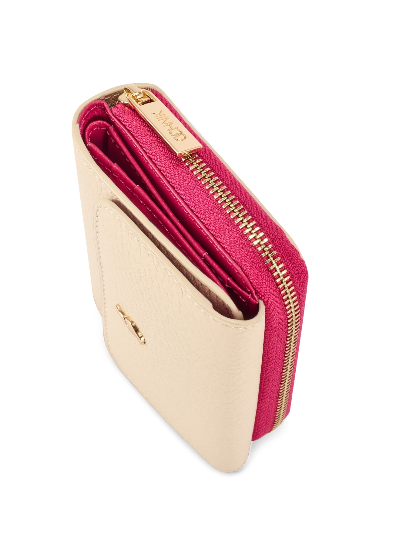 Маленький жіночий шкіряний гаманець PORES-0982-0P(W26), крупний план на білому фоні.