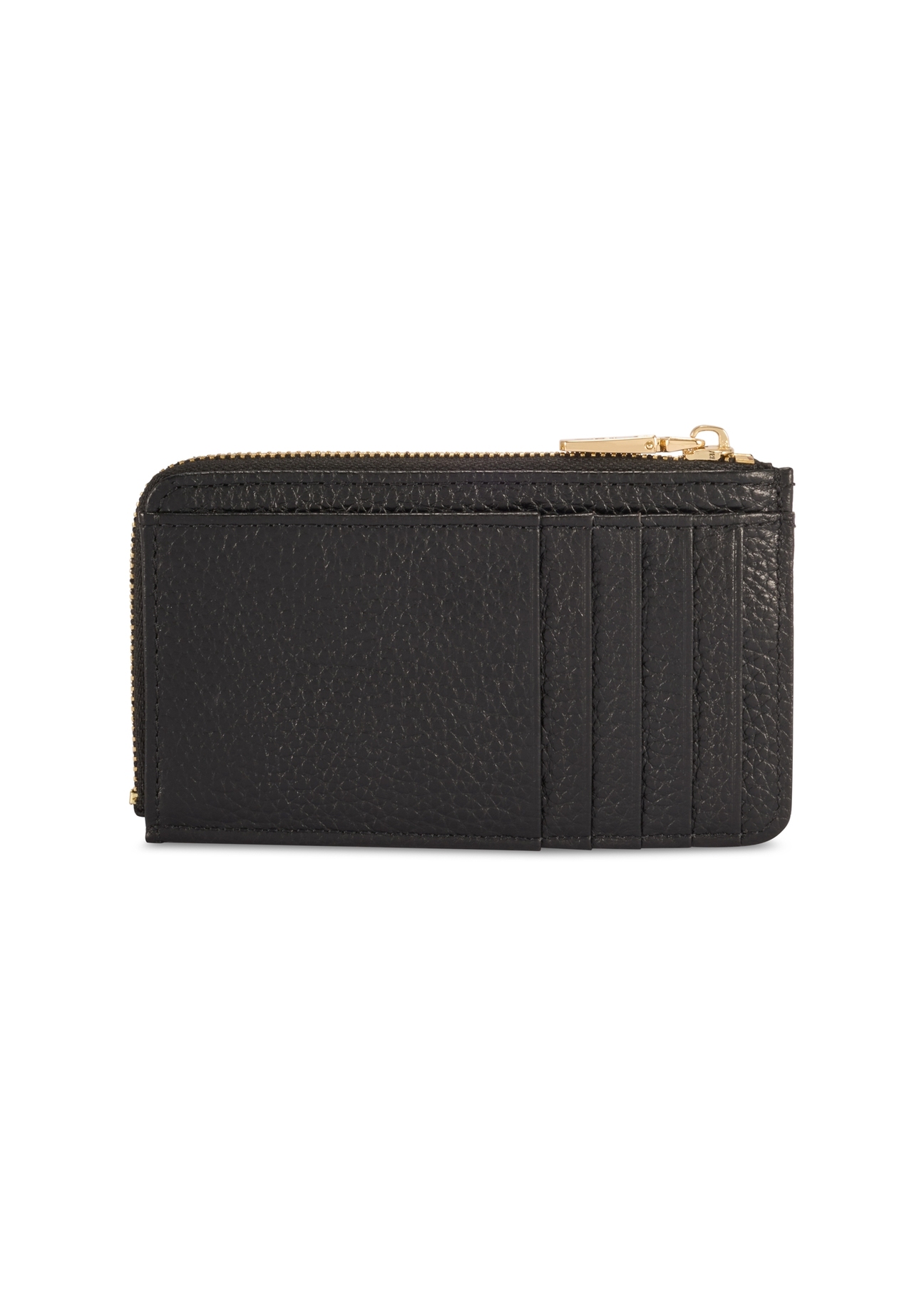 Чорний маленький шкіряний жіночий гаманець PORES-0978R-9I(W26), вигляд виробу зі звороту на білому тлі.