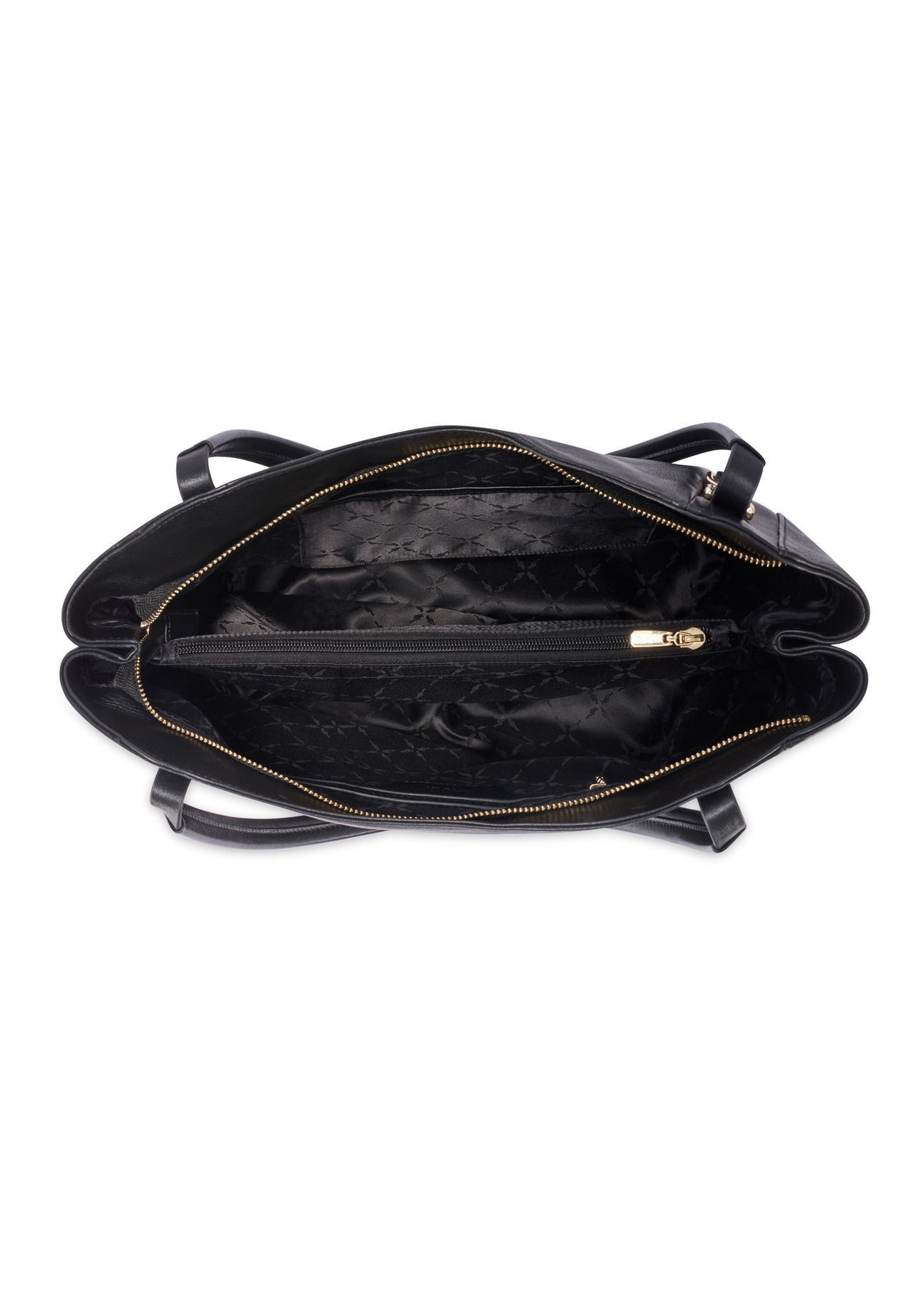 Чорна шкіряна сумка-шопер TORES-1223-99(W26), вигляд товару всередині на білому тлі.