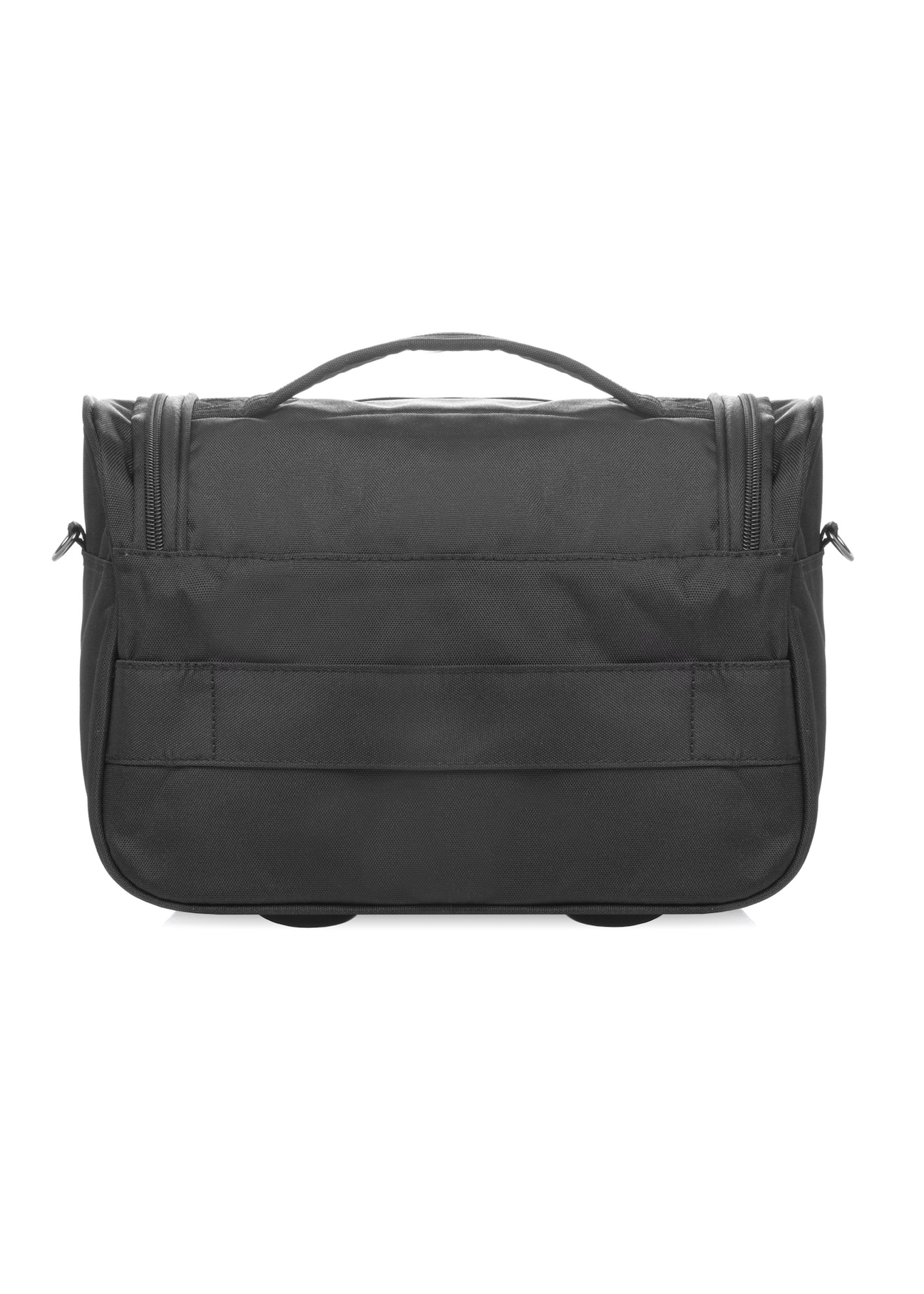 Чорна велика косметичка WALNY-0045-99-14(W26), вигляд виробу ззаду на білому фоні.