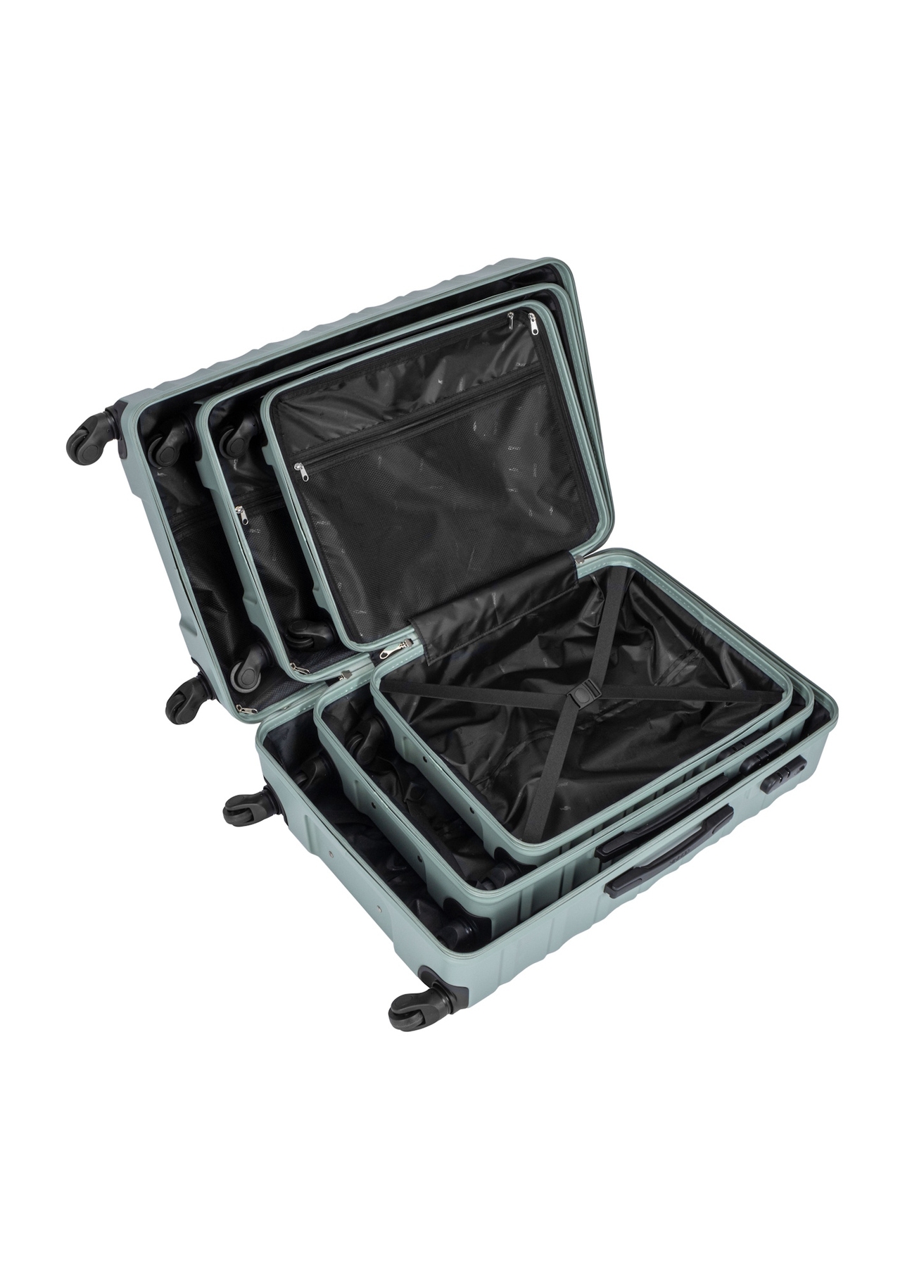 Комплект валіз на колесах 19'/24'/28' WALAB-0081-8F(W26), вигляд виробу всередині на білому тлі.