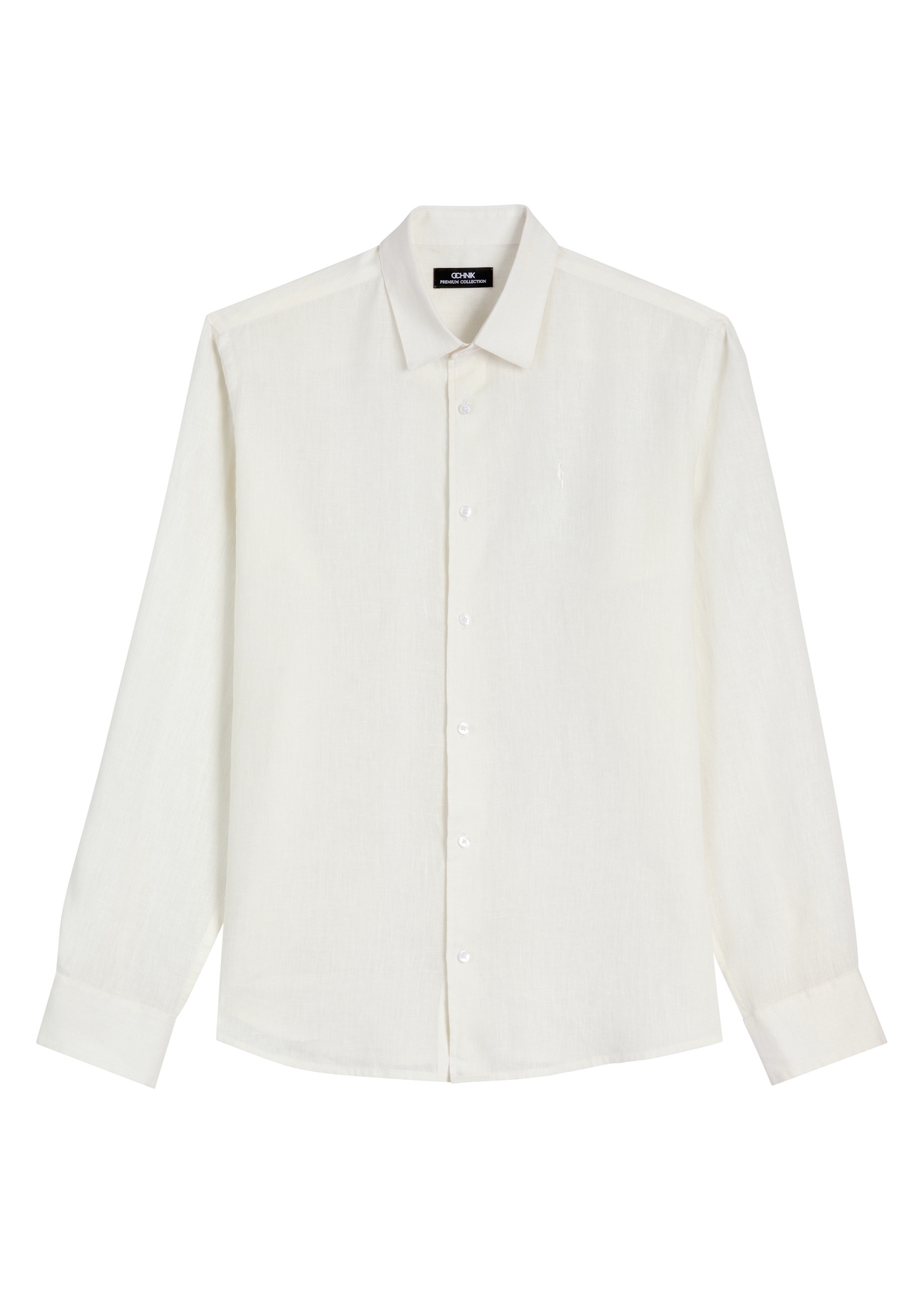 Кремова чоловіча лляна сорочка KOSMT-0321A-0B(W26)