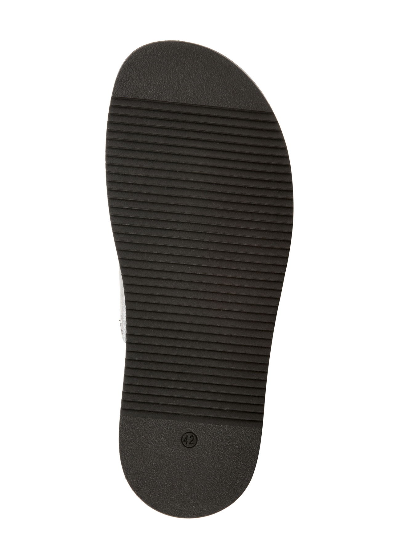 Чоловічі темно-коричневі шкіряні сандалі BUTYM-0537-1I(W26), вигляд підошви виробу на білому фоні.