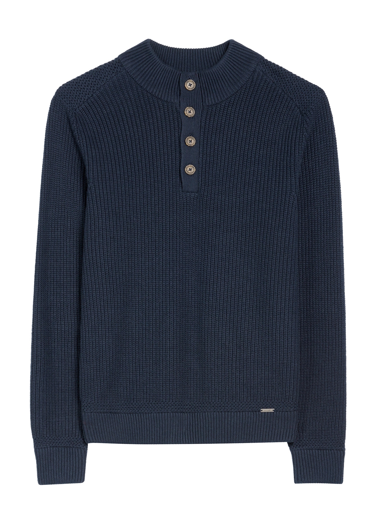 Темно-синій чоловічий светр зі стійкою SWEMT-0168-68(Z25), вигляд виробу спереду на білому тлі.