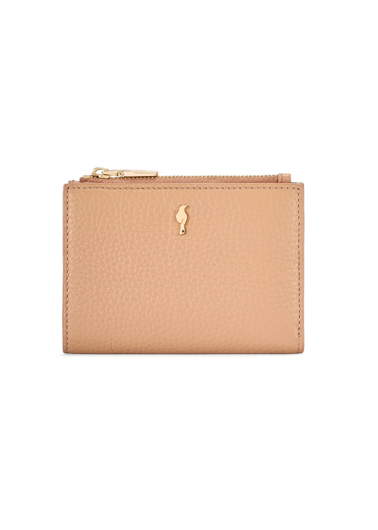 Жіночий шкіряний гаманець брудно-рожевого кольору PORES-0984-5D(W26), вигляд виробу спереду на білому тлі.