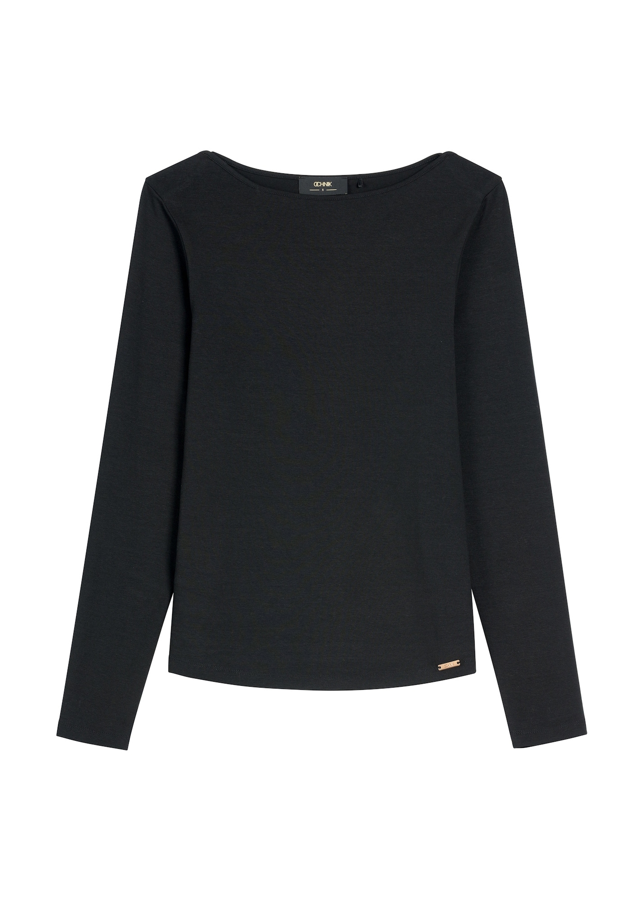 Чорна жіноча блузка з модалу LSLDT-0056-99(W26), вигляд виробу спереду на білому тлі.