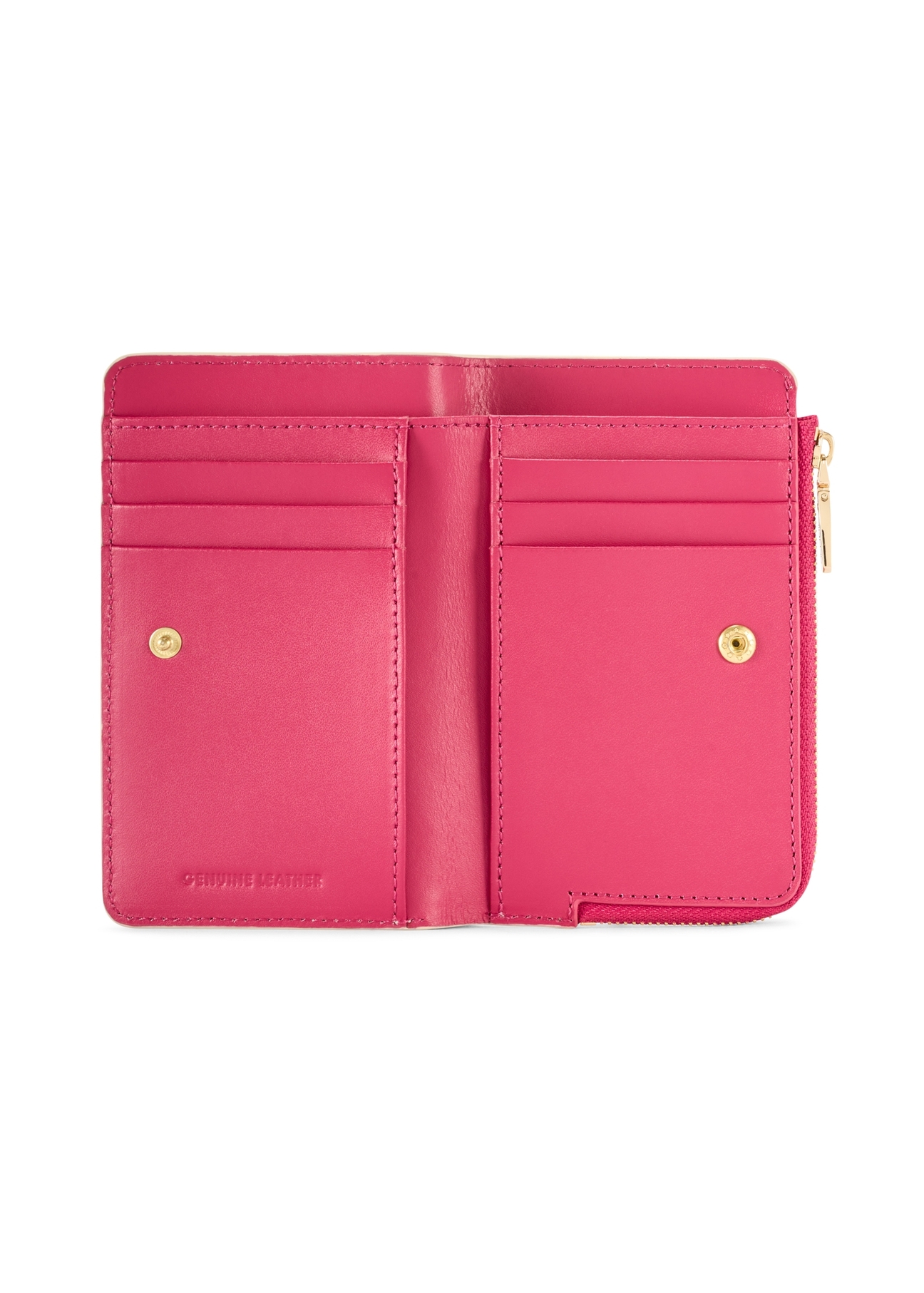 Жіночий гаманець кремового кольору зі шкіри PORES-0983-0P(W26), вигляд виробу всередині на білому тлі.