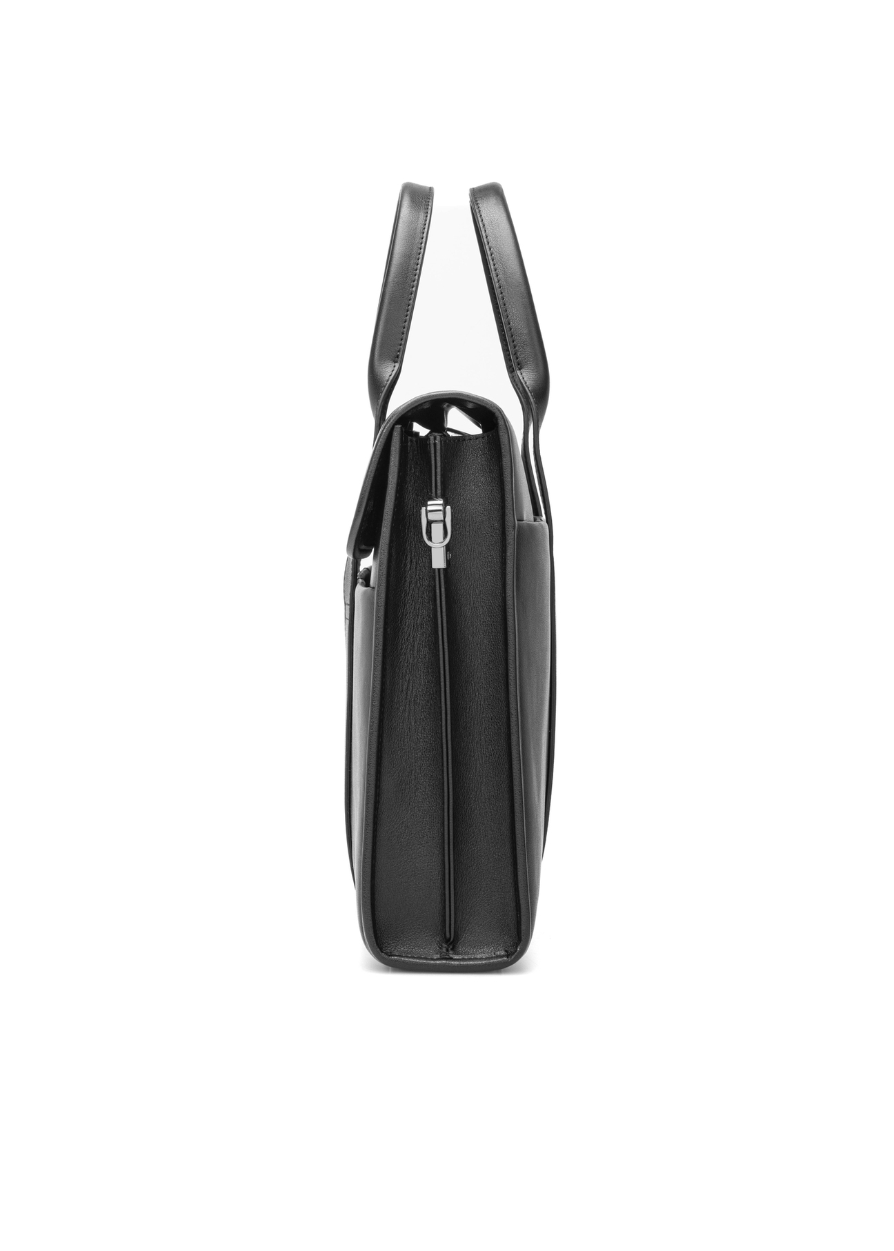 Чорний шкіряний чоловічий портфель TORMS-0508-99(W26), вигляд виробу збоку на білому фоні.