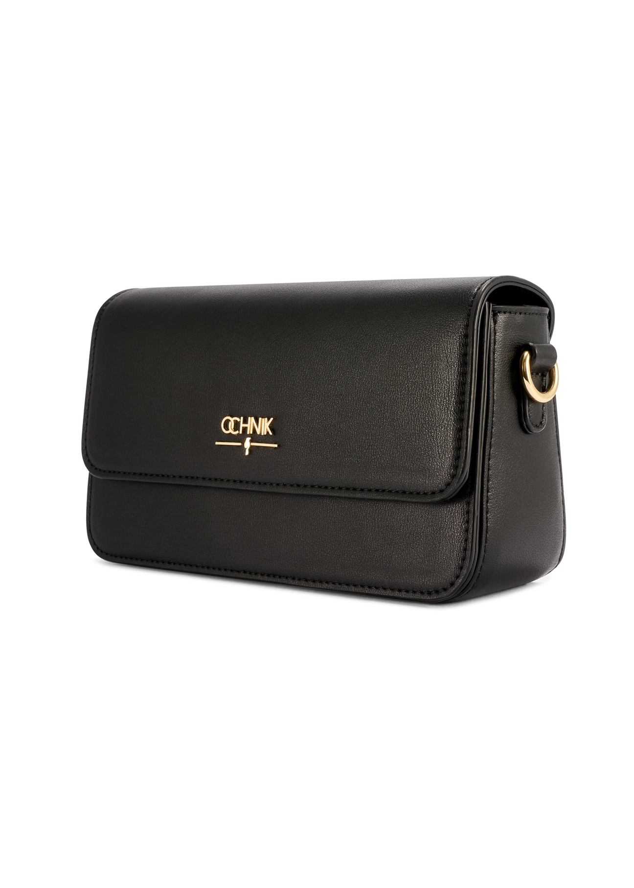 Маленька чорна жіноча сумочка TOREC-1171-99(W26), діагональний вигляд виробу на білому фоні.