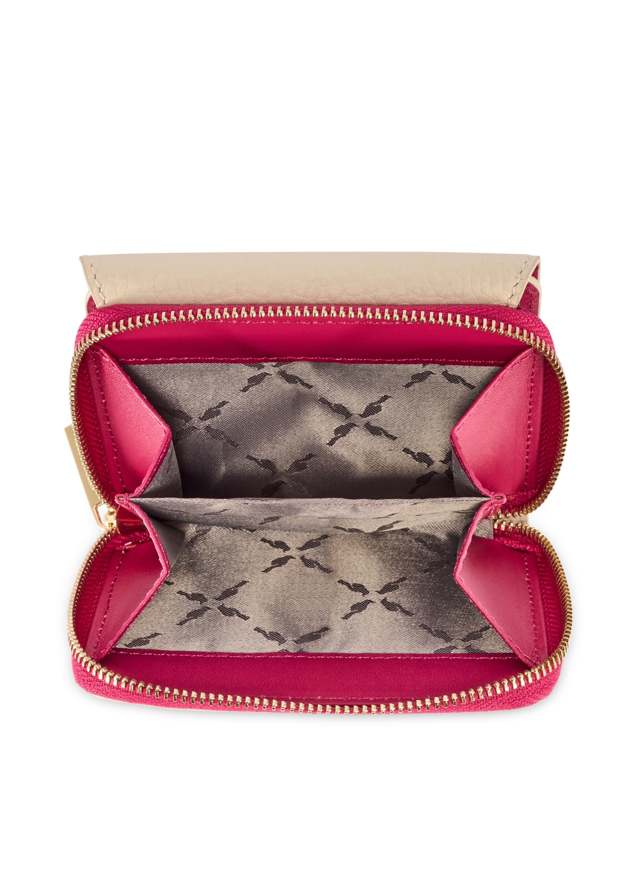 Маленький жіночий шкіряний гаманець PORES-0982-0P(W26), вигляд виробу всередині на білому тлі.