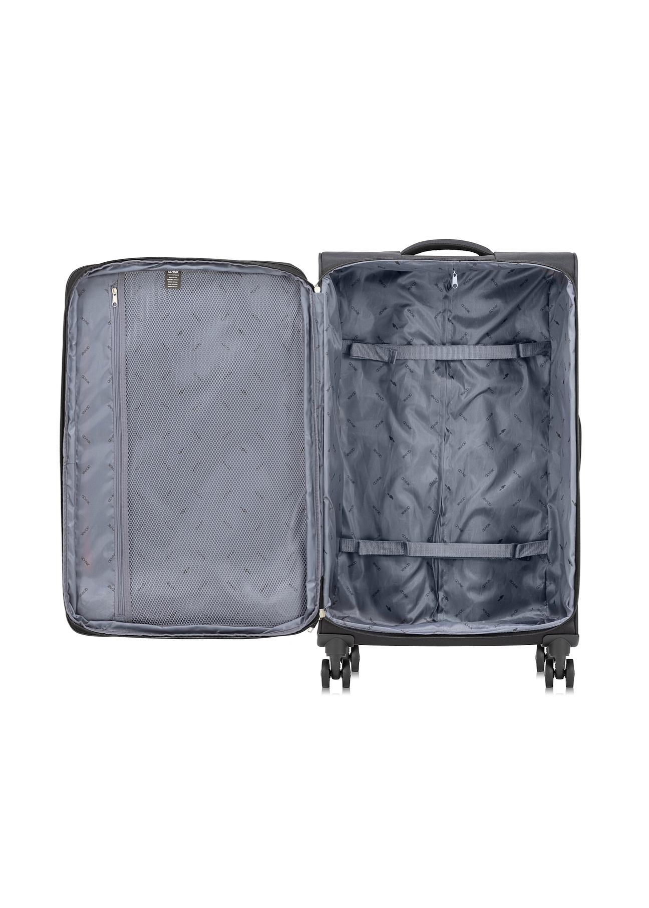 Комплект валіз на колесах 19"/24"/28" WALNY-0042-99(W25), вигляд виробу зсередини на білому тлі.
