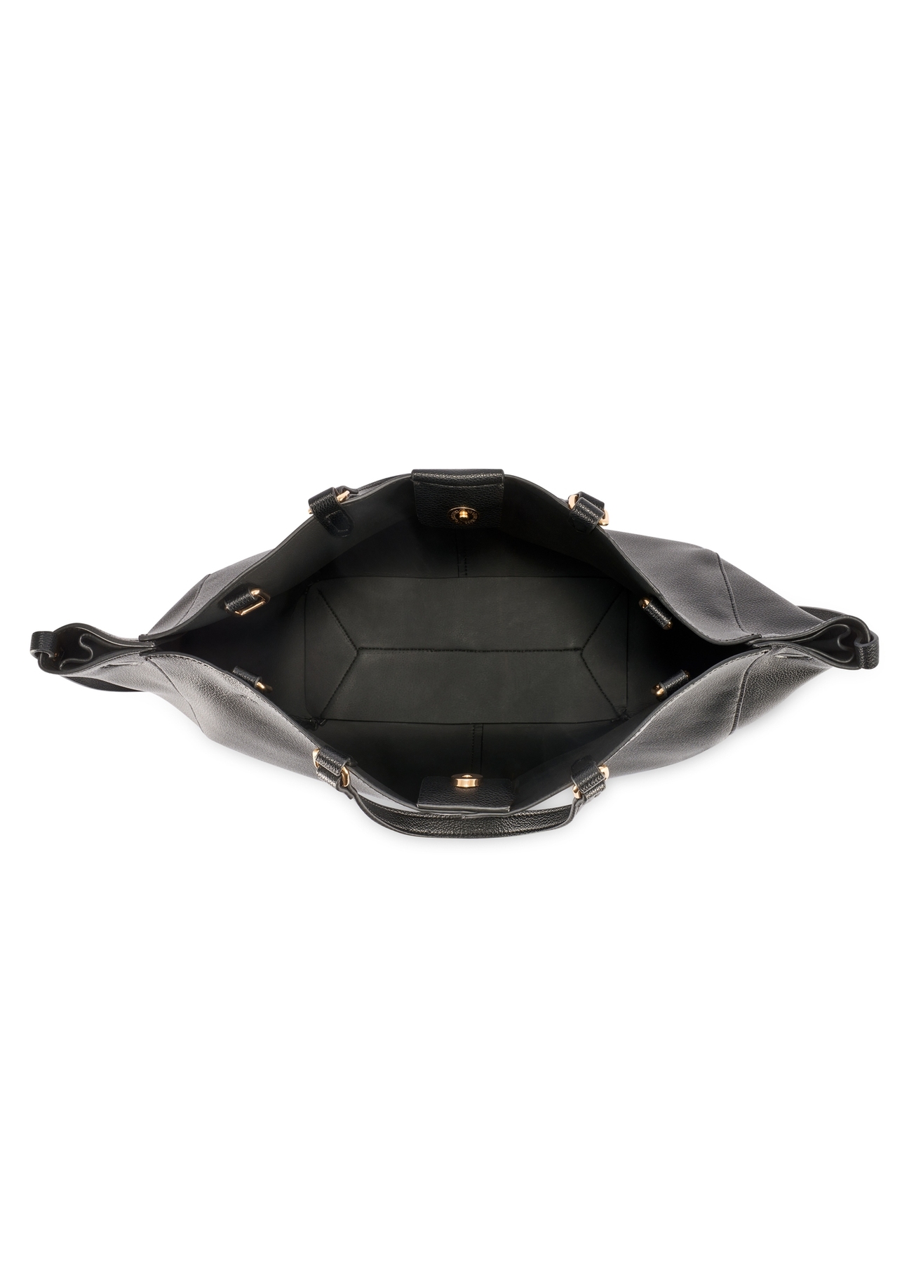 Велика чорна сумка-шопер TOREC-1201-99(W26), вигляд товару всередині на білому тлі.