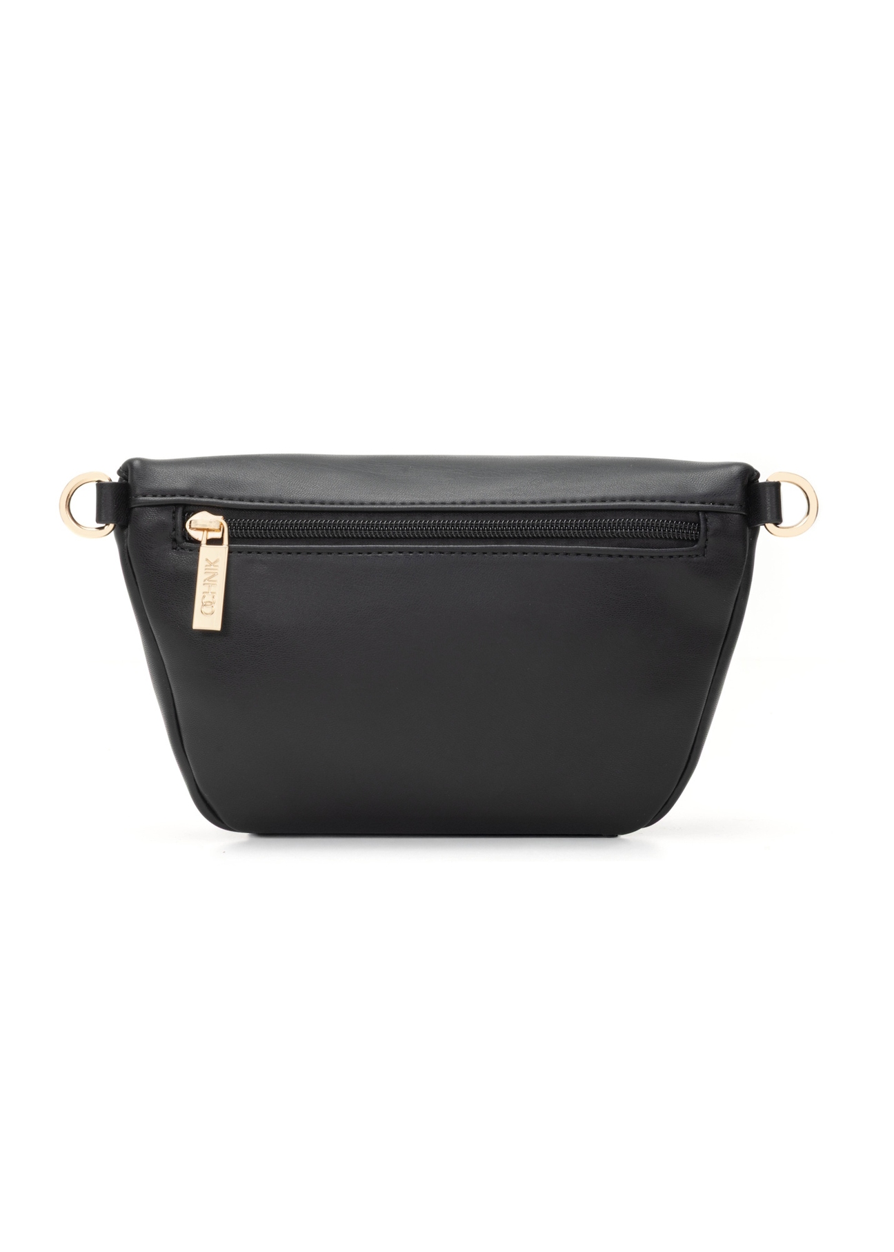 Чорна жіноча поясна сумка TOREC-1119-99(W26), вигляд виробу ззаду на білому фоні.
