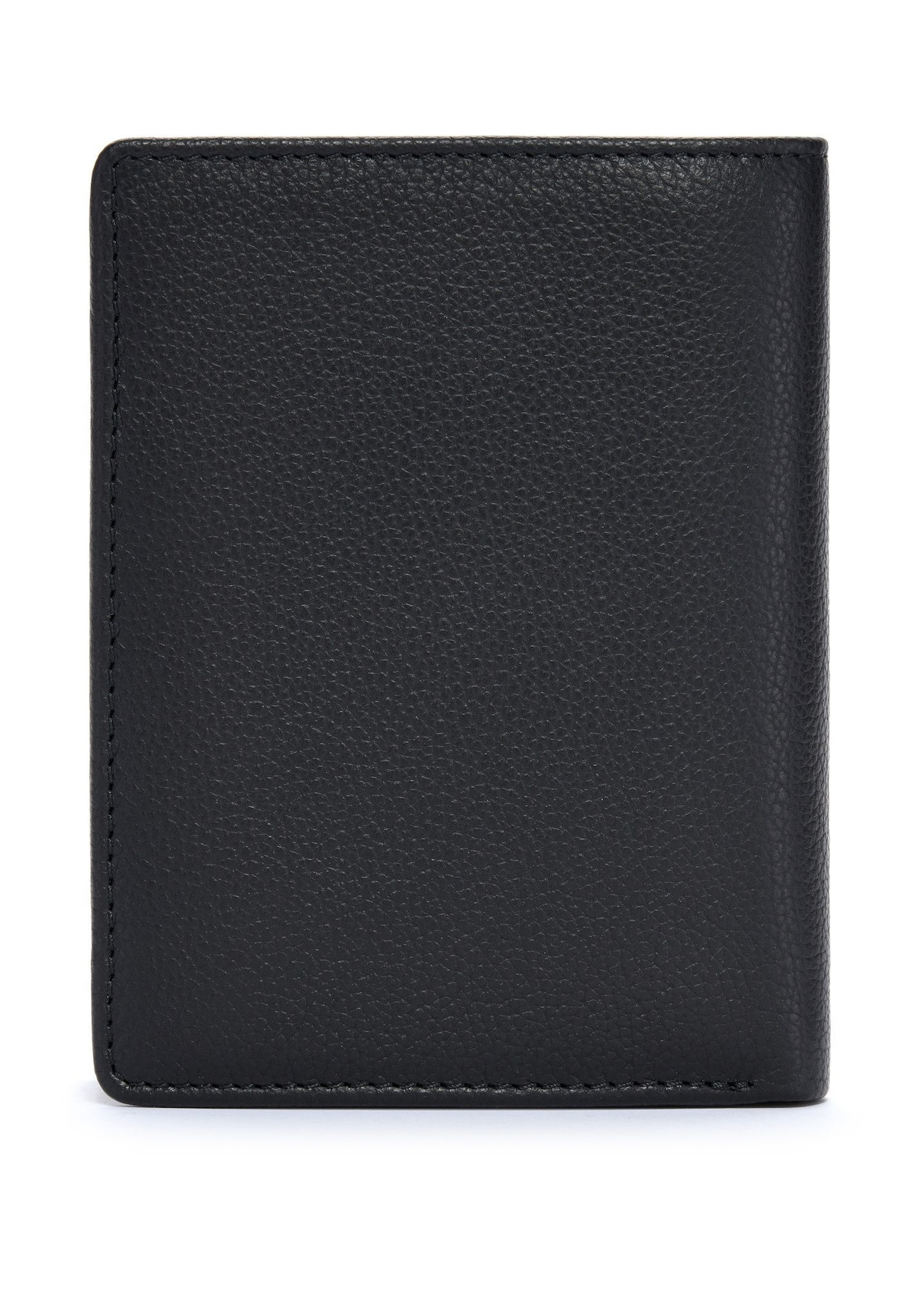 Чорний чоловічий шкіряний гаманець PORMS-0632A-9I(W26), вигляд виробу зі зворотного боку на білому фоні.