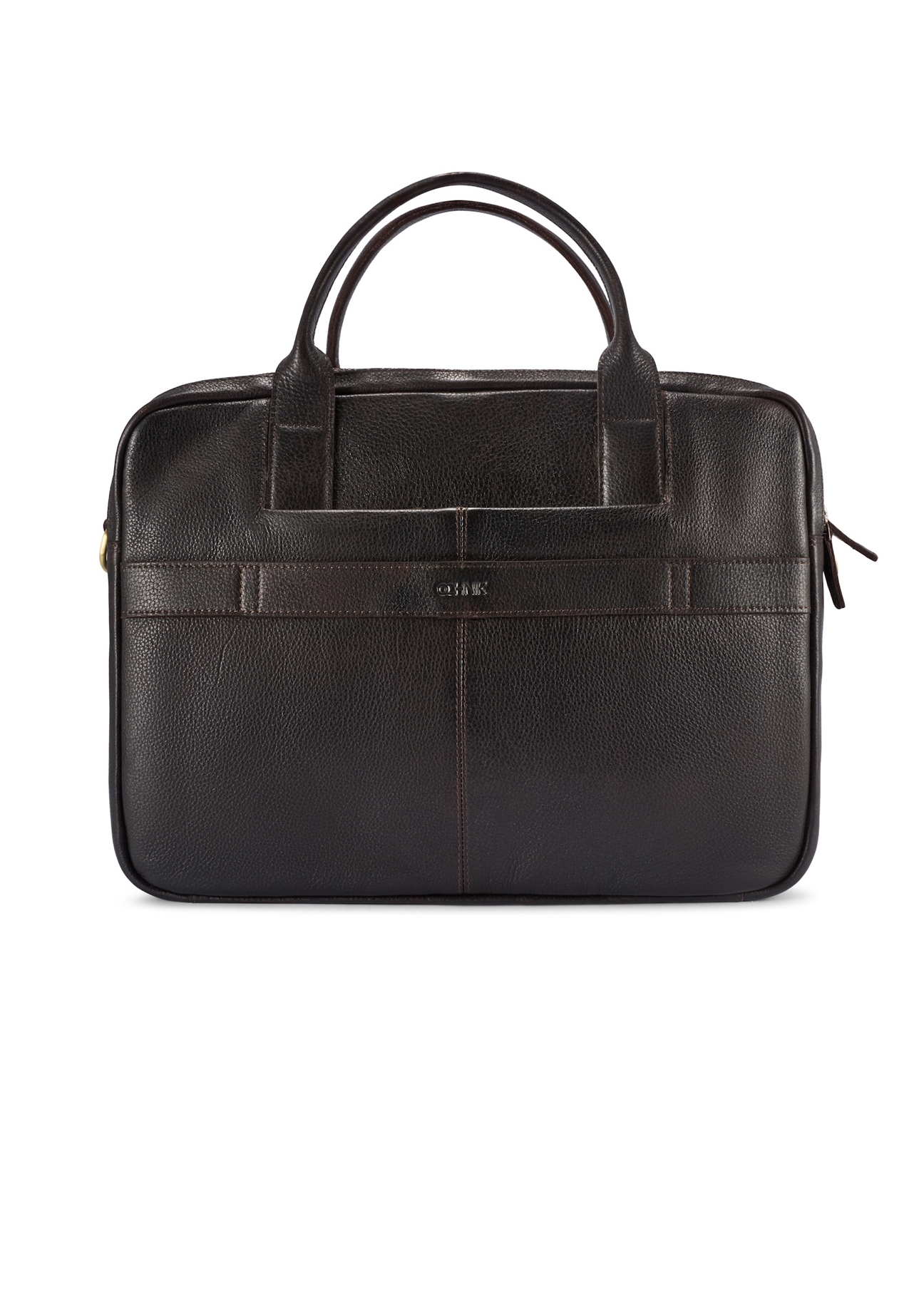 Коричнева чоловіча шкіряна сумка TORMS-0504-1I(W26), вигляд виробу зі зворотного боку на білому фоні.