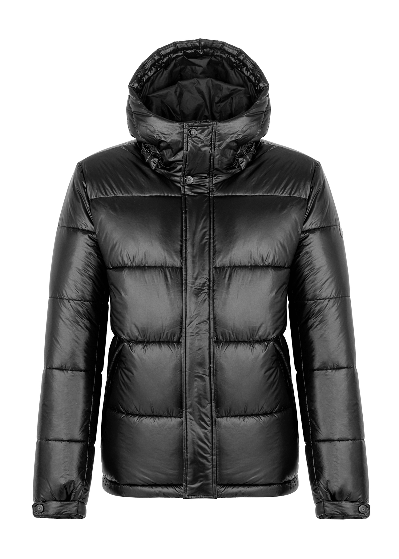 Чоловіча чорна стьобана куртка з капюшоном KURMT-0340-99(Z25)