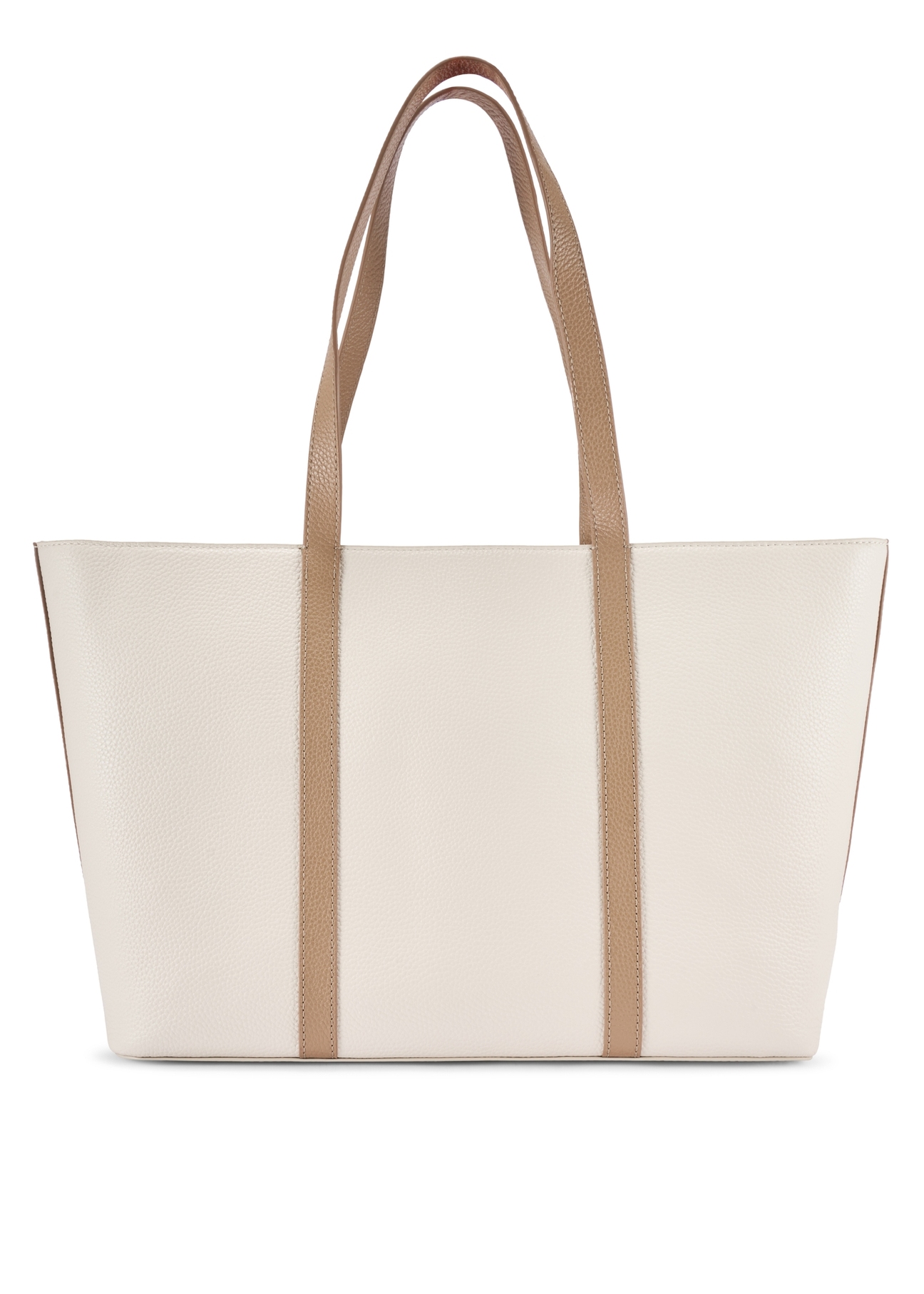 Kremowa skórzana torebka shopper TORES-1273-0B(W26)