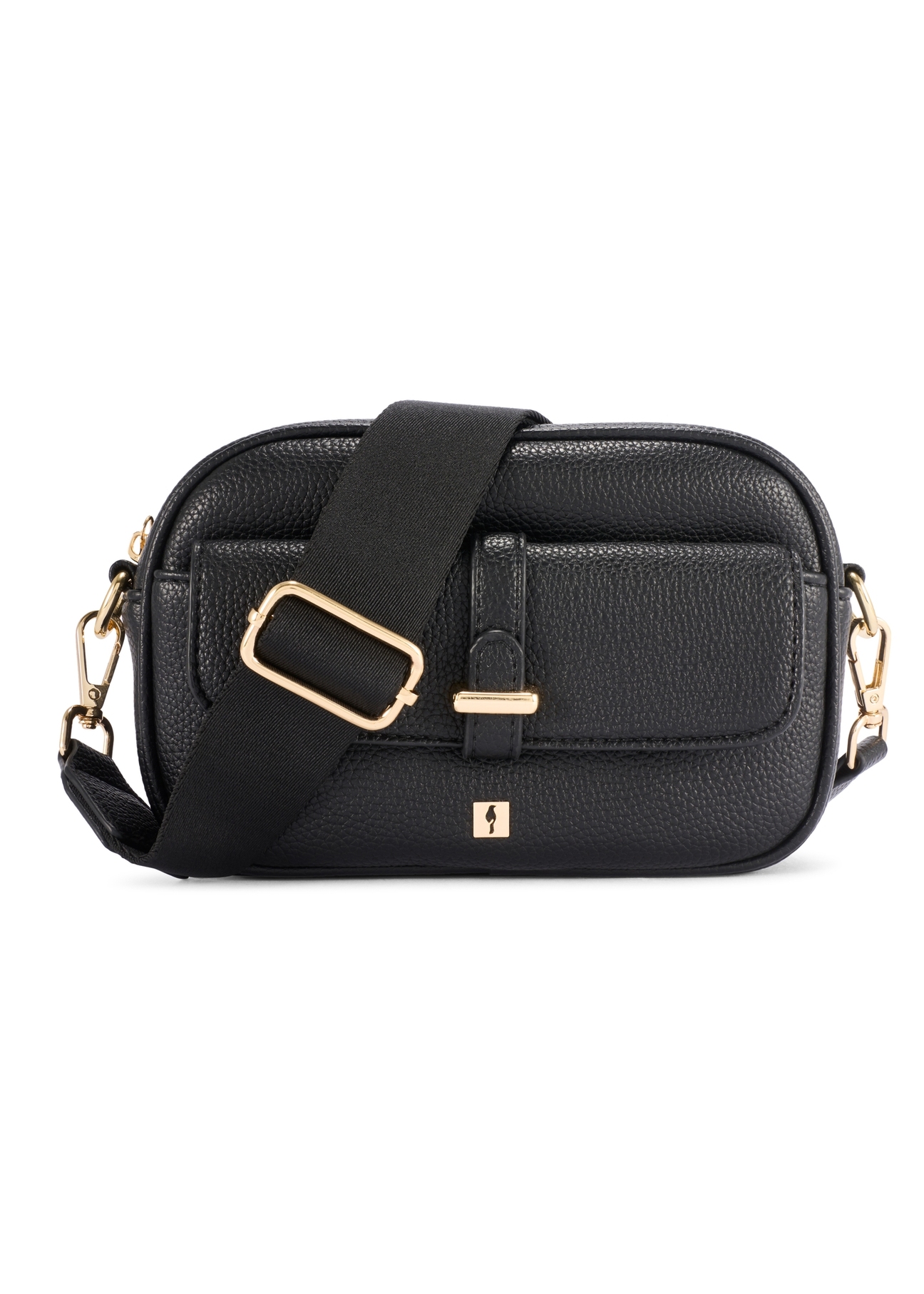 Маленька чорна жіноча сумочка TOREC-1174-99(W26), вигляд виробу спереду на білому тлі.