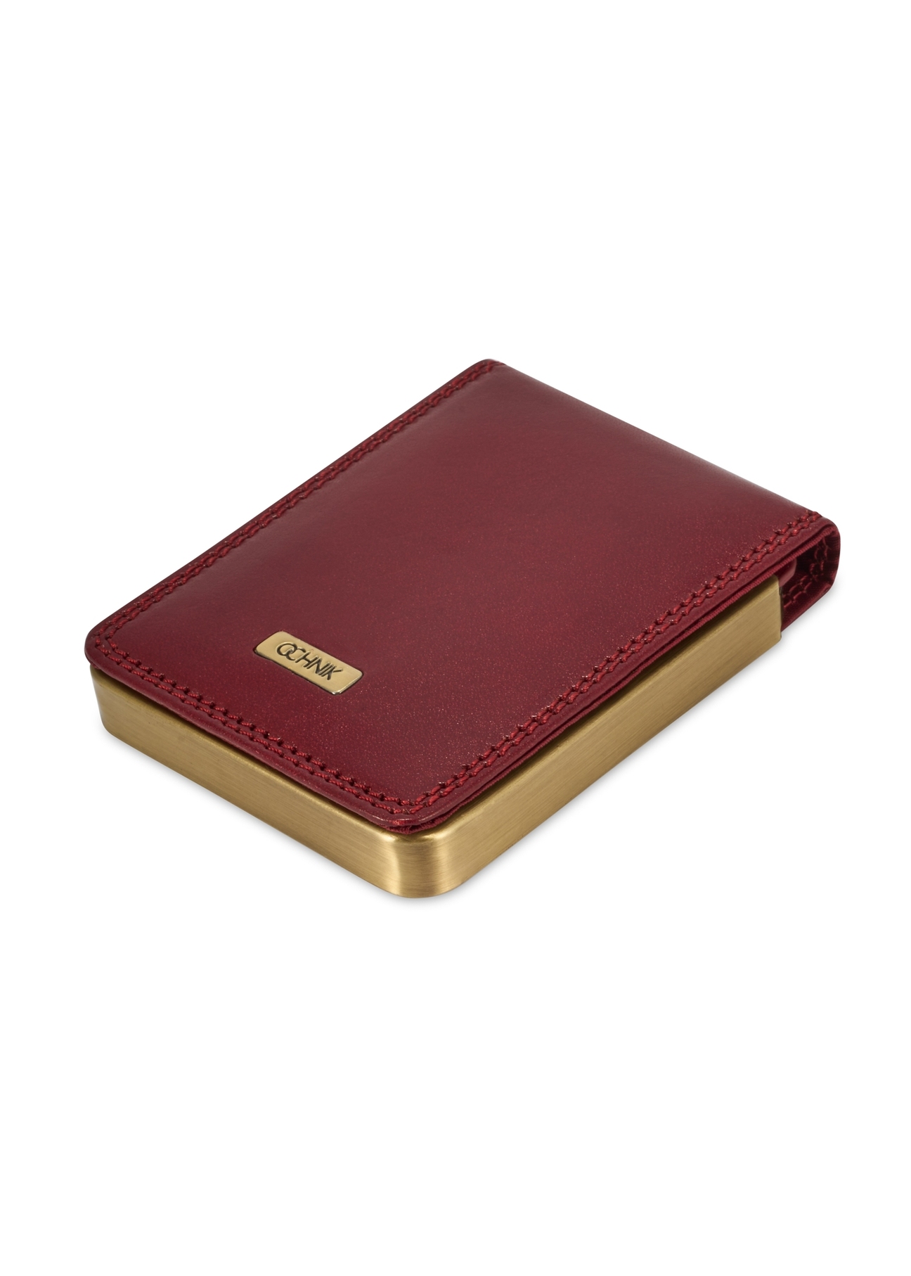 Skórzane bordowe etui na wizytówki PL-101-41(KS)