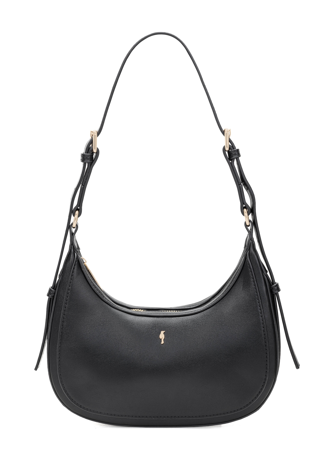 Чорна маленька сумка-хобо TOREC-1136-99(W26), вигляд виробу спереду на білому тлі.