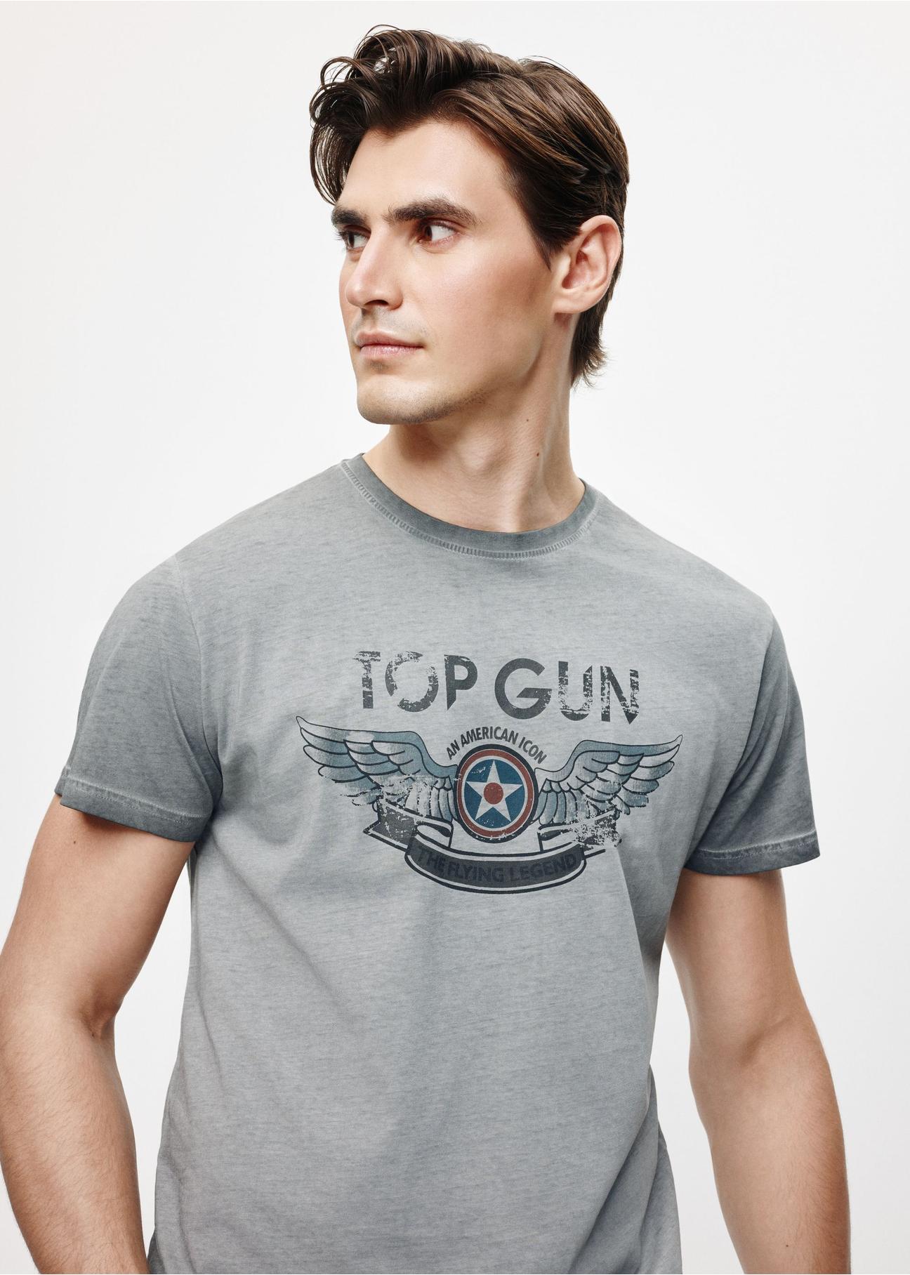 Szary t-shirt męski bawełniany TOP GUN TSHMT-0116-91(Z24)