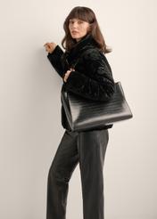 Czarna torebka shopper croco TOREC-1287-9G(Z26)