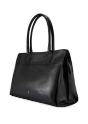 Чорна велика шкіряна сумка-шопер TORES-1237-99(W26), діагональний вигляд виробу на білому тлі.