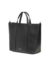 Чорна шкіряна сумка-шопер TORES-1272-9I(W26), діагональний вигляд виробу на білому тлі.