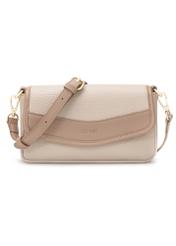 Маленька бежева жіноча сумочка TOREC-1163-1D(W26), вигляд виробу спереду на білому тлі.