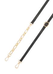 Маленька жіноча сумочка чорного кольору TOREC-1178-9P(W26), вигляд виробу з ремінцем на білому фоні.