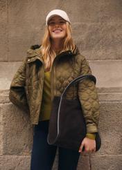 Оливкова коротка стьобана куртка оверсайз KURDT-0660-8D(W26)