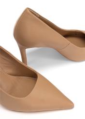 Бежеві шкіряні жіночі туфлі на підборах BUTYD-1131-81(W25)-07